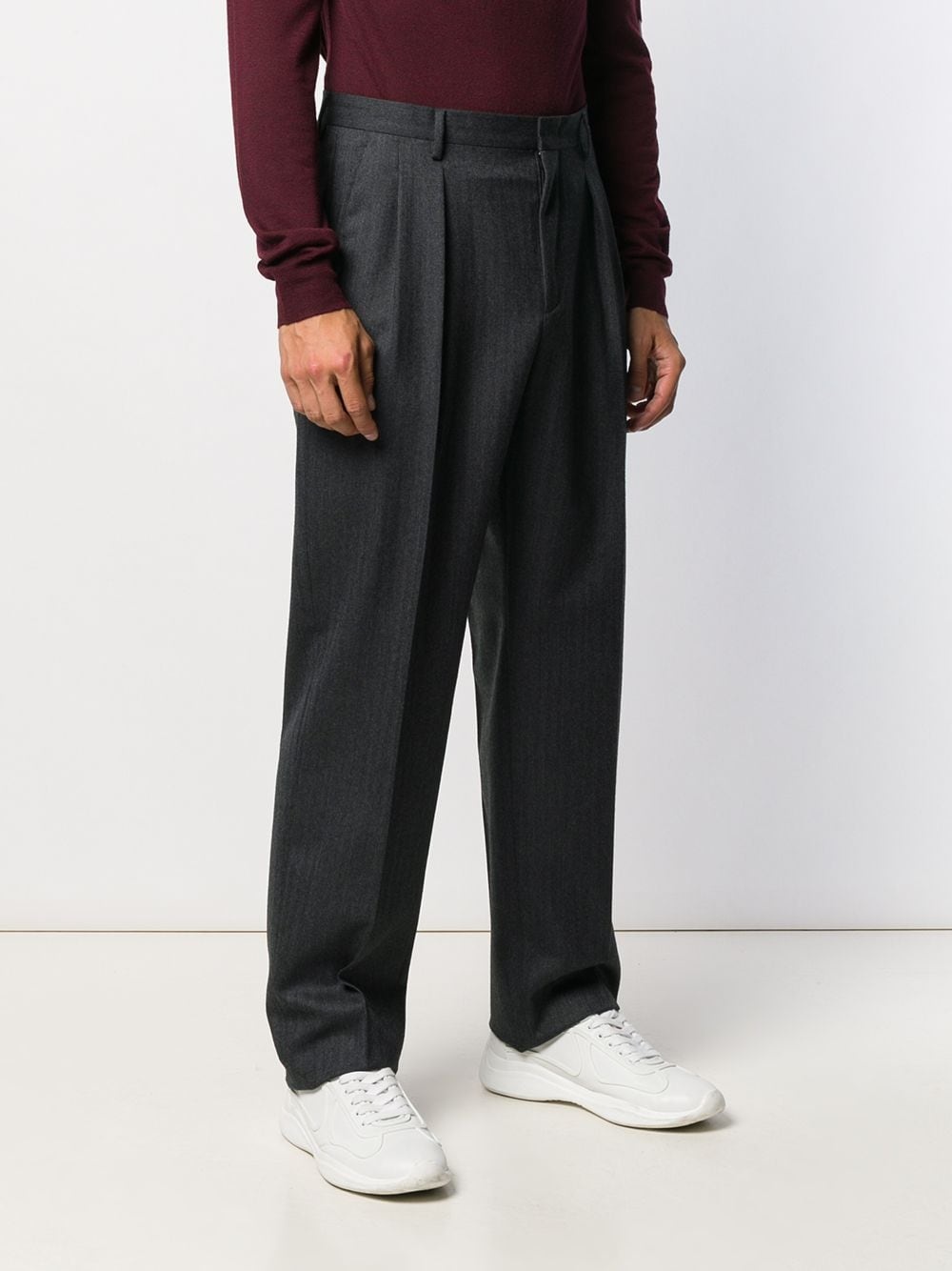 straight leg tailored trousers - 3