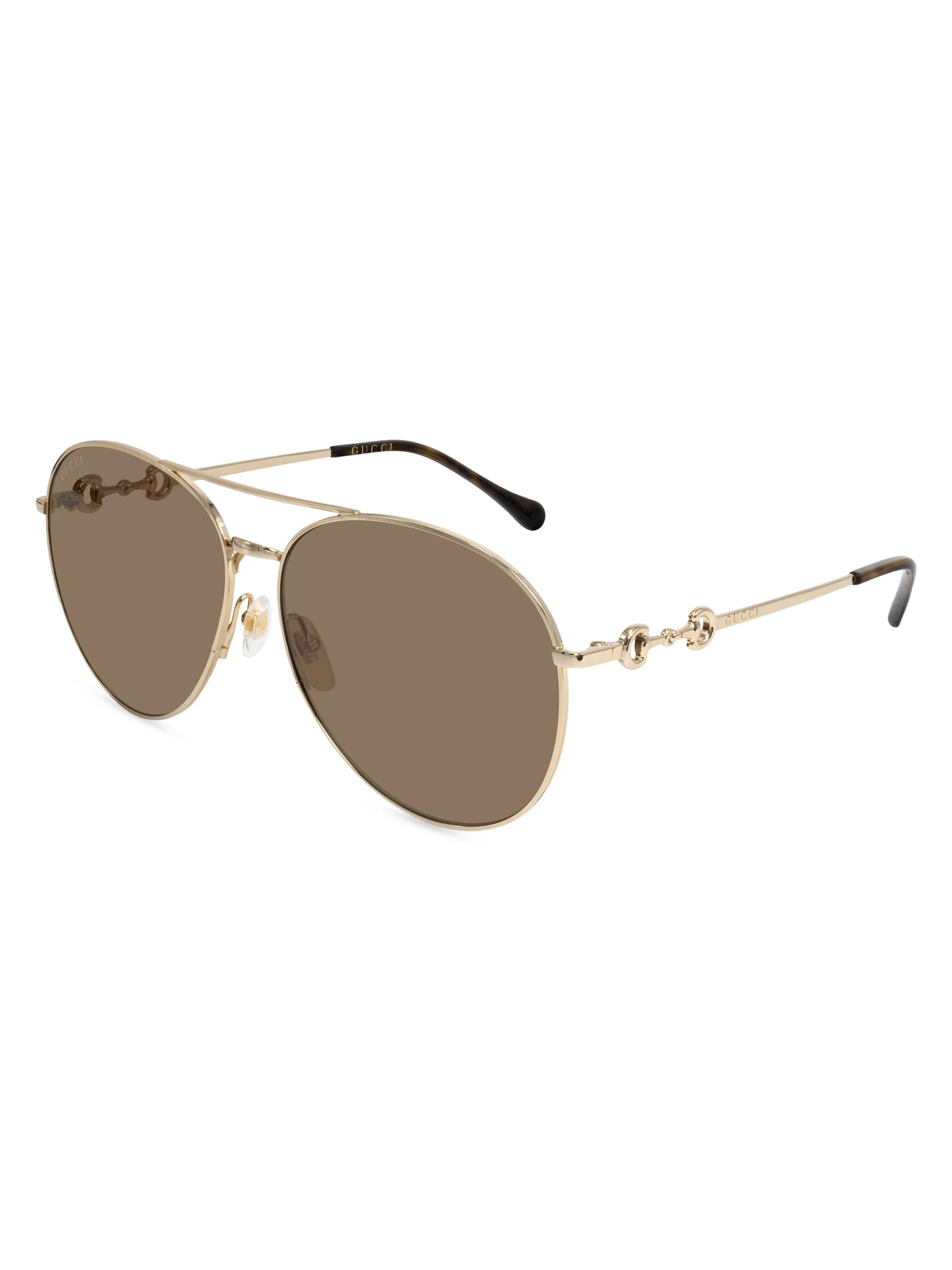 Women's Horsebit 60MM Pilot Sunglasses - Brown Gold - 1
