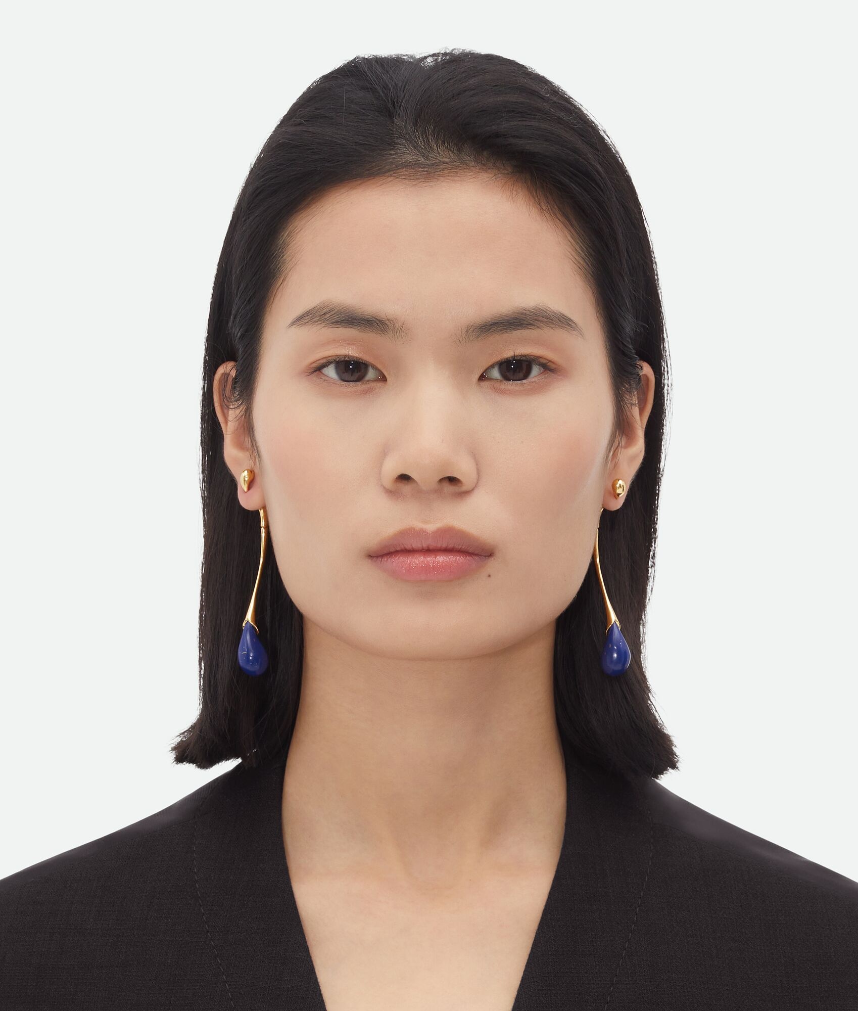 Drop Earrings With Lapis Stone - 3