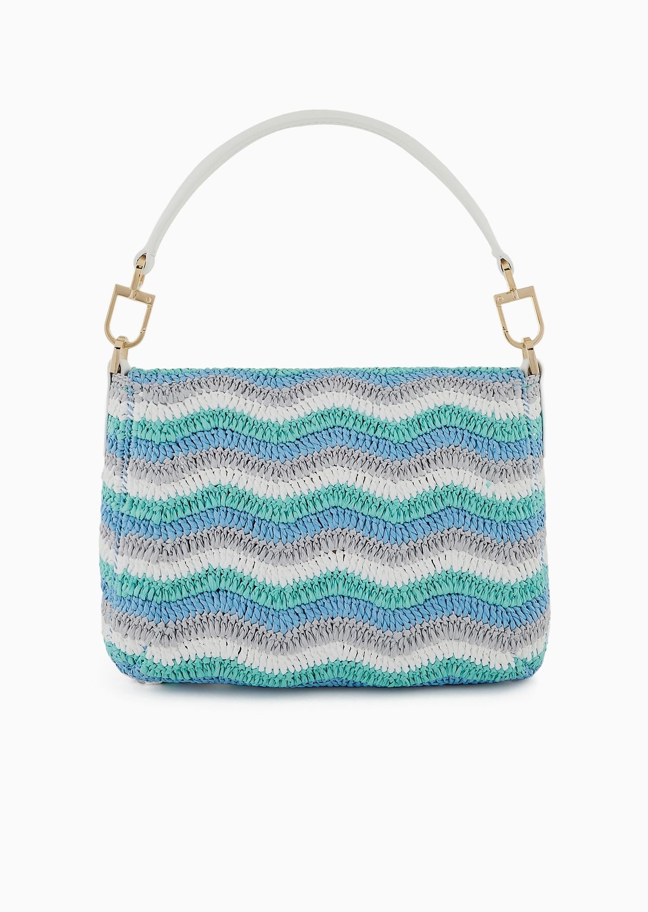La Prima Soft small baguette bag in woven fabric and leather - 3