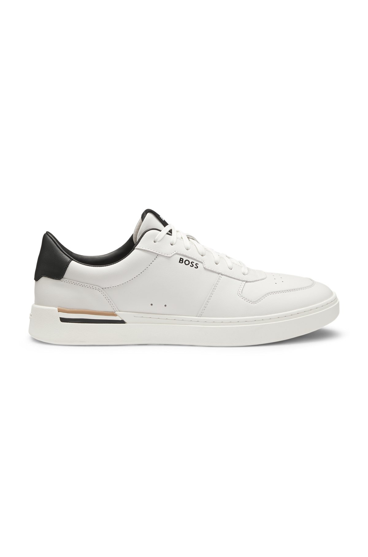 LEATHER TRAINERS WITH SIGNATURE-STRIPE DETAILS - 1