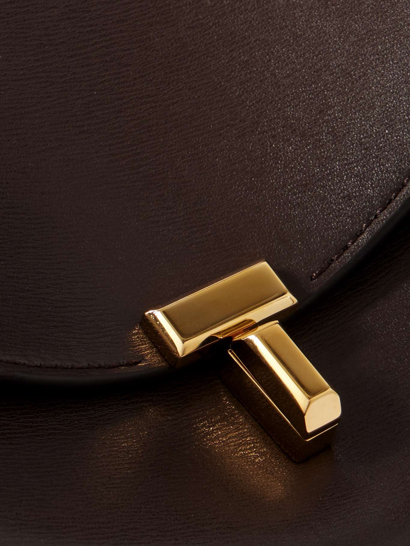T-Lock leather shoulder bag Dark brown - 4