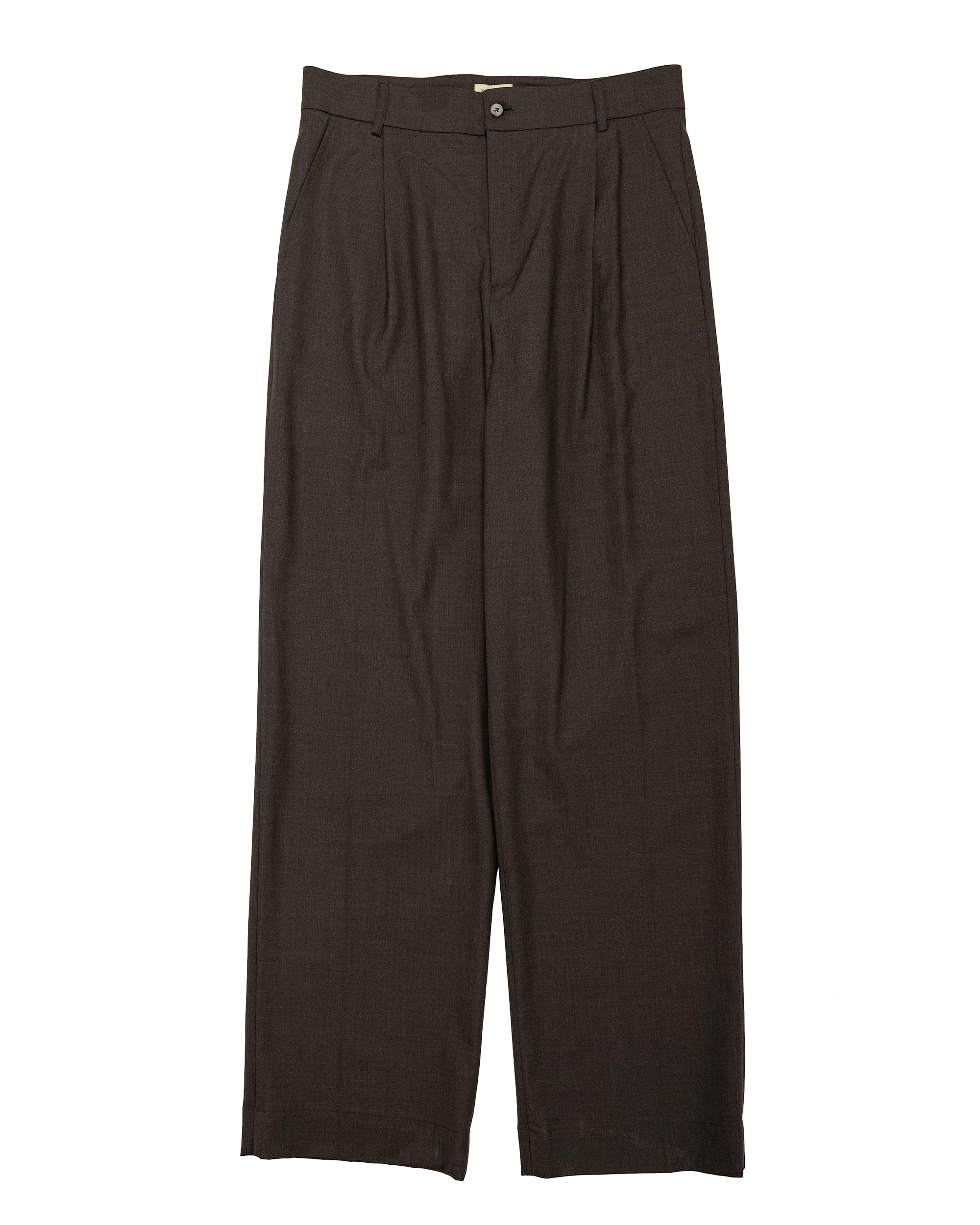 Grandad Trouser Super 130's Cold Wool Bark Brown - 1