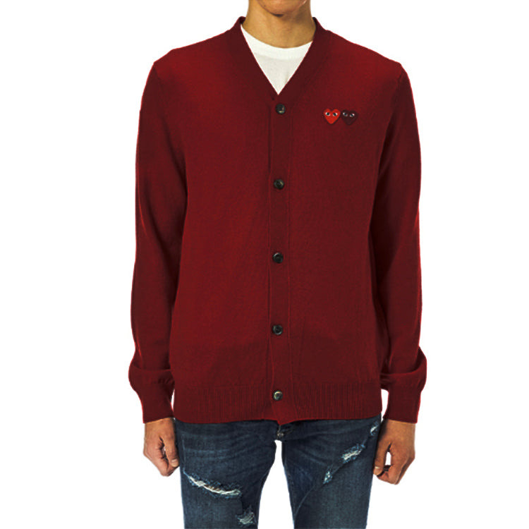 COMME des GARCONS PLAY Cardigan With Double Emblems 'Burgundy' AZ-N058-051-4 - 2