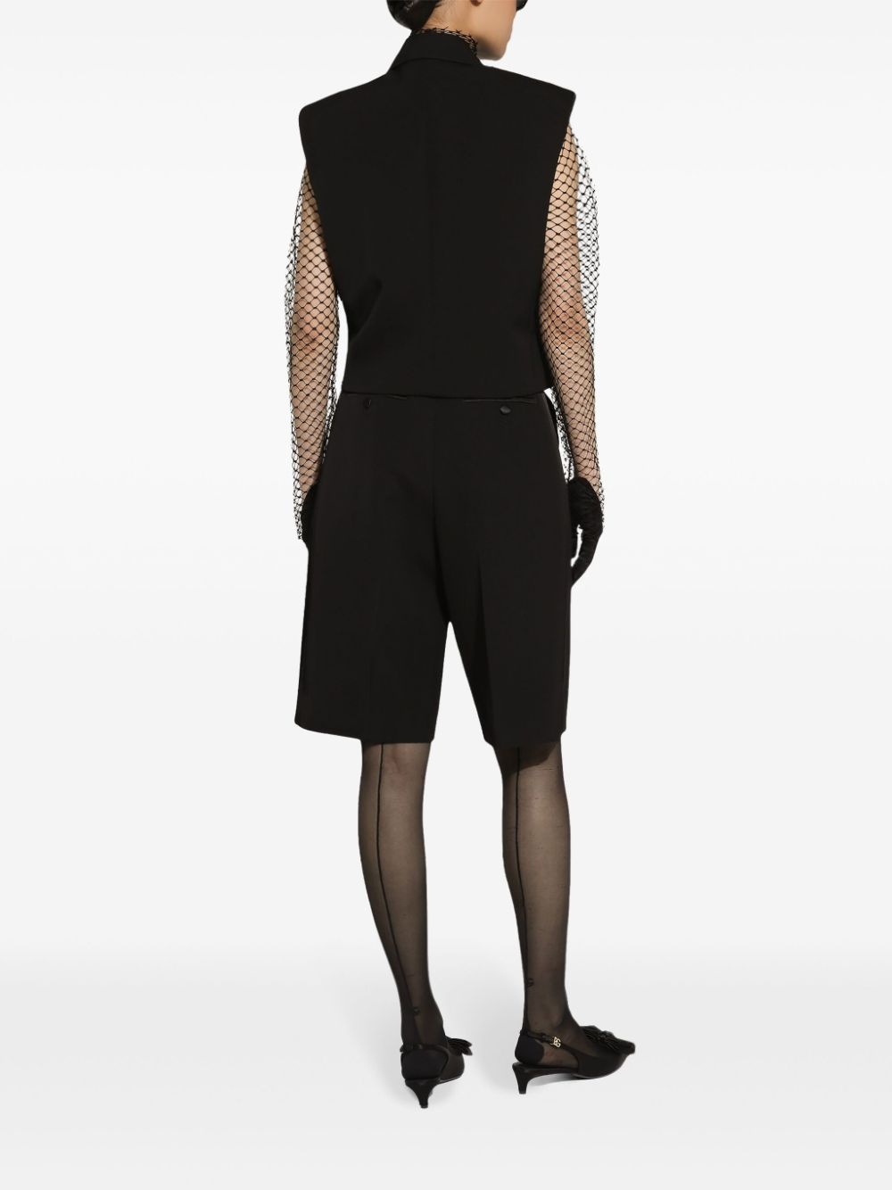 double-breasted gabardine gilet - 4