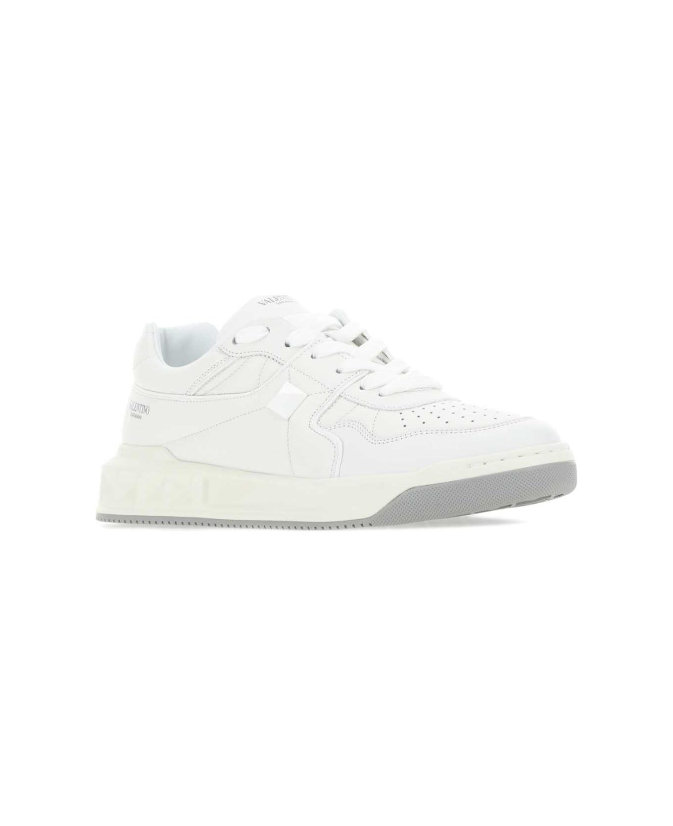White Nappa Leather One Stud Sneakers - 2