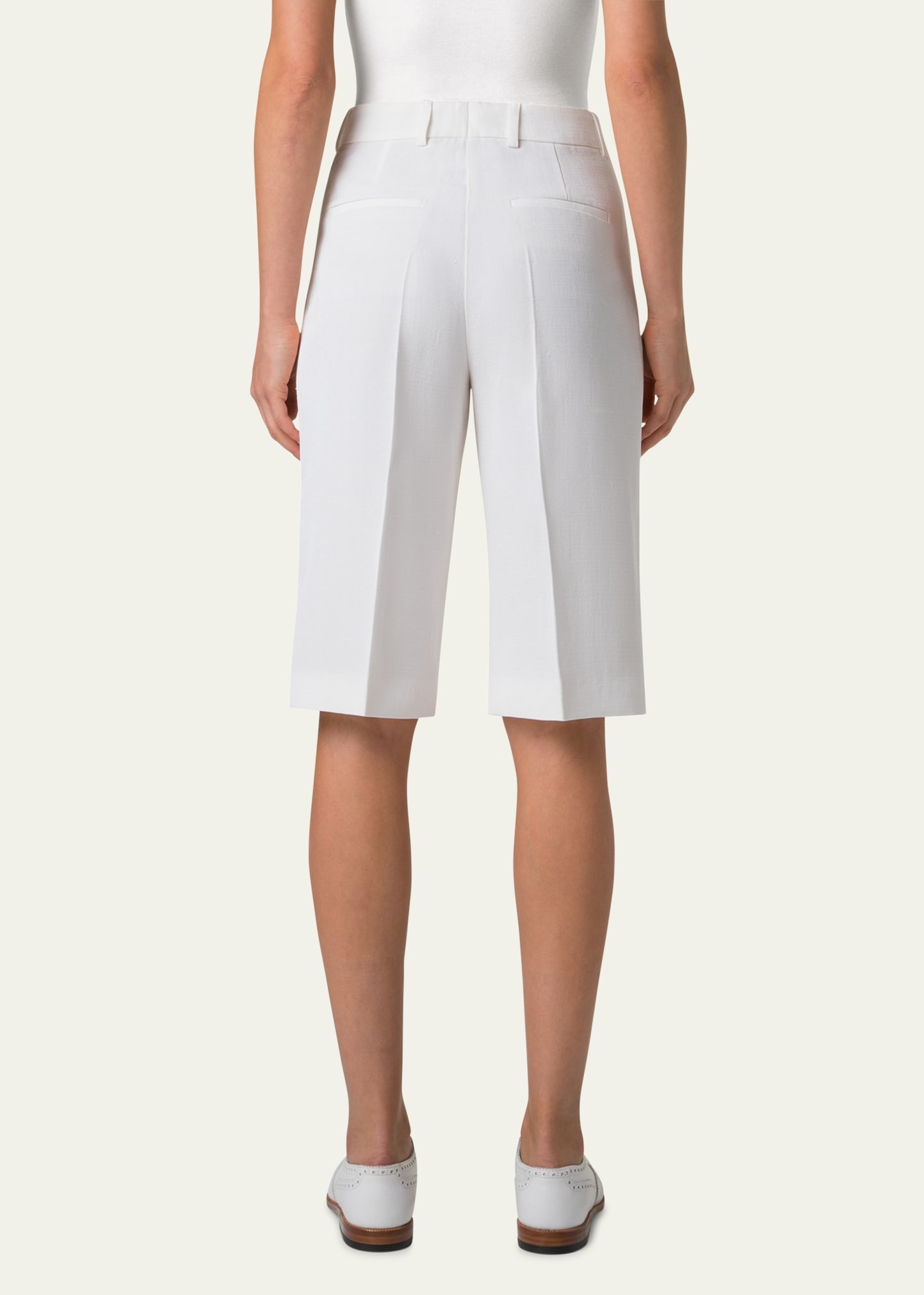 Fiora City Silk Viscose Shantung Bermuda Shorts - 3