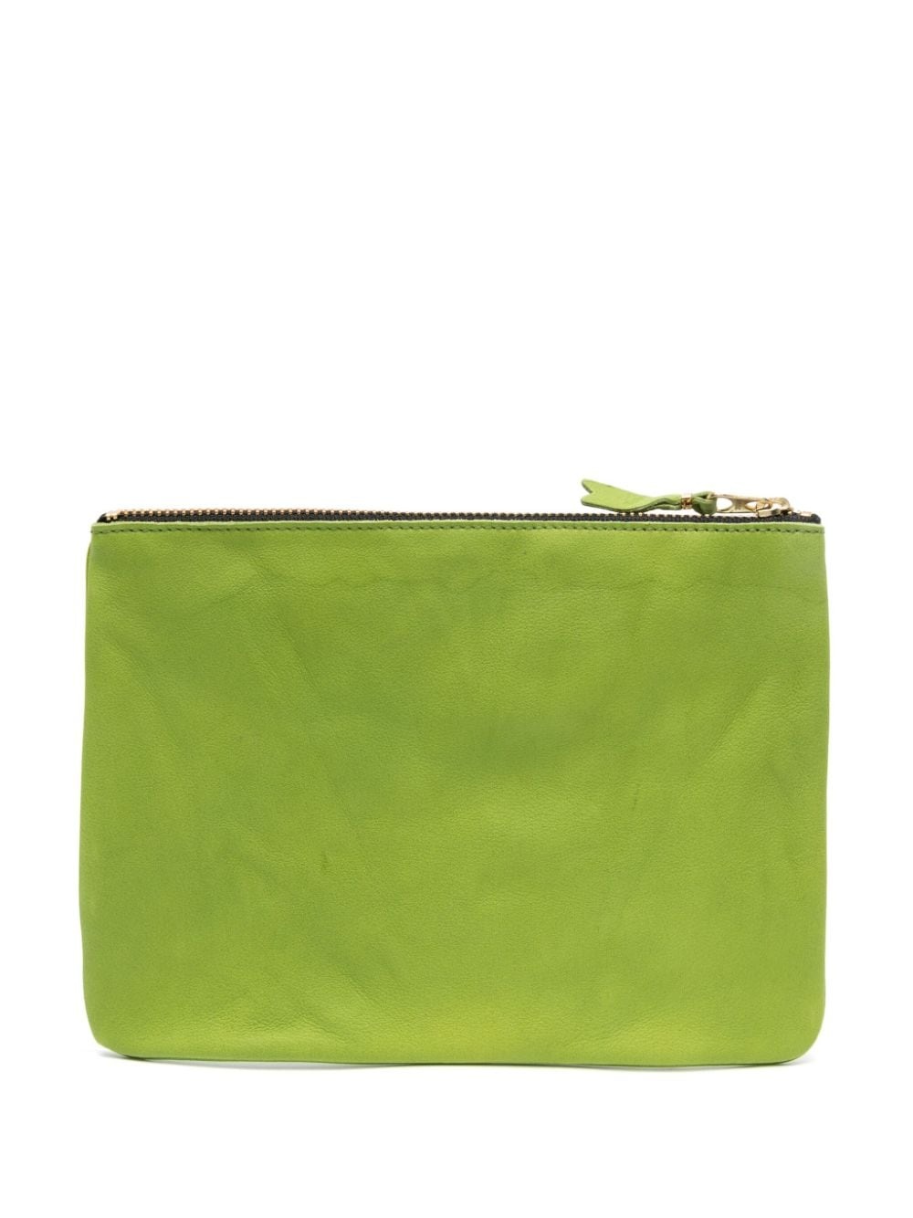 washed zip-up leather pouch - 2