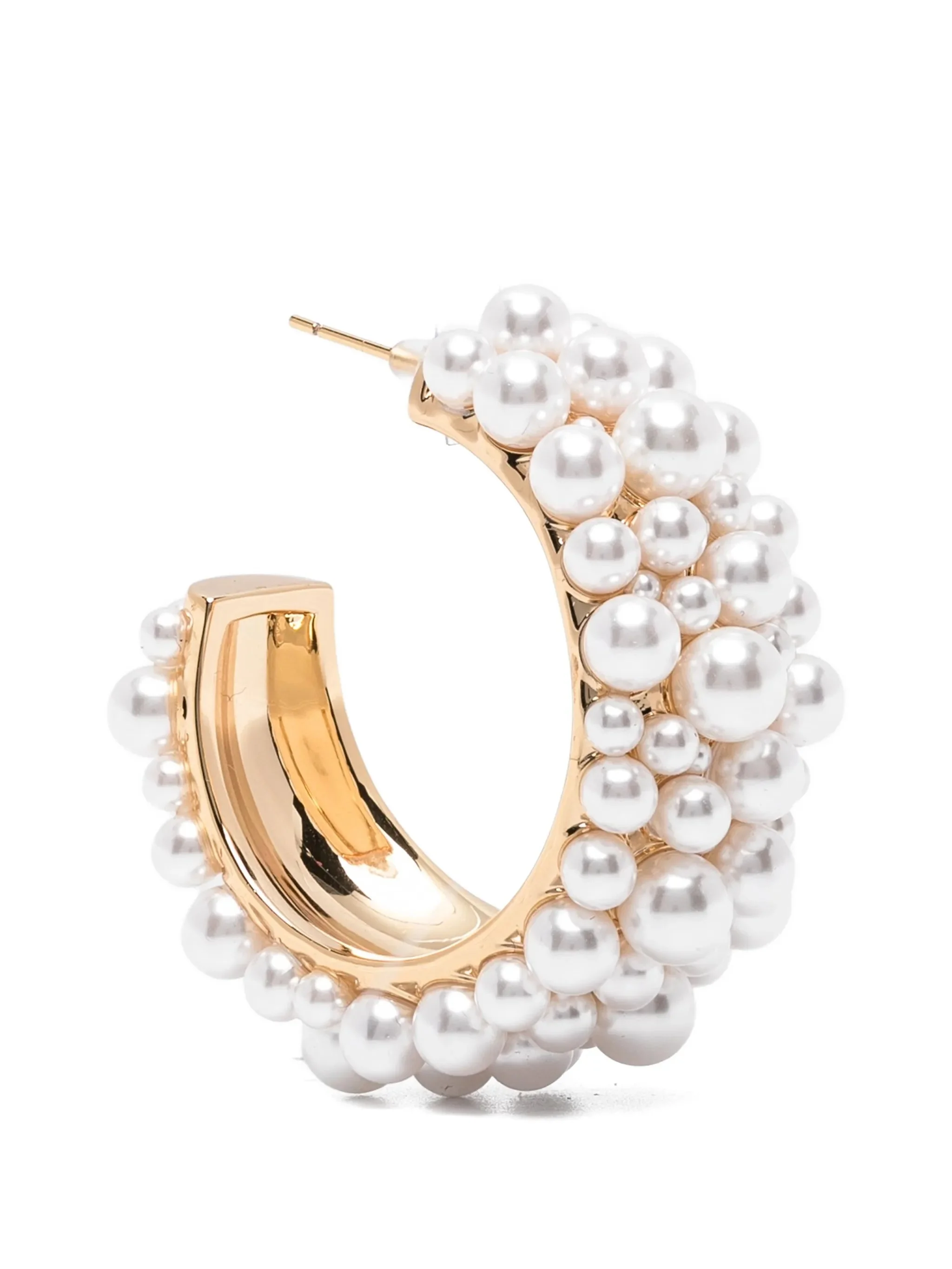 Self-portrait Pearl-embellished Hoop Earrings - 1