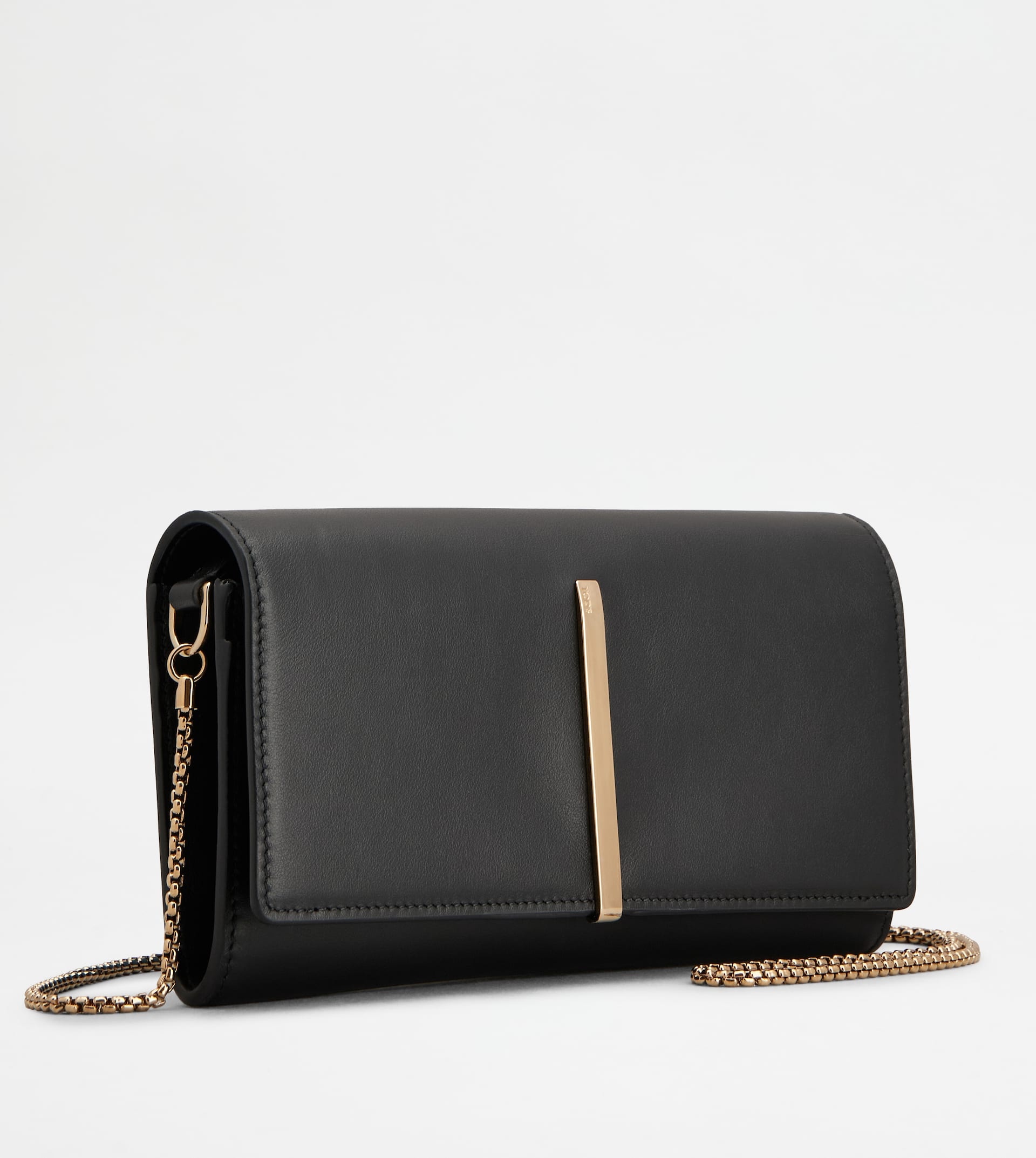 WALLET IN LEATHER WITH SHOULDER STRAP - BLACK - 2