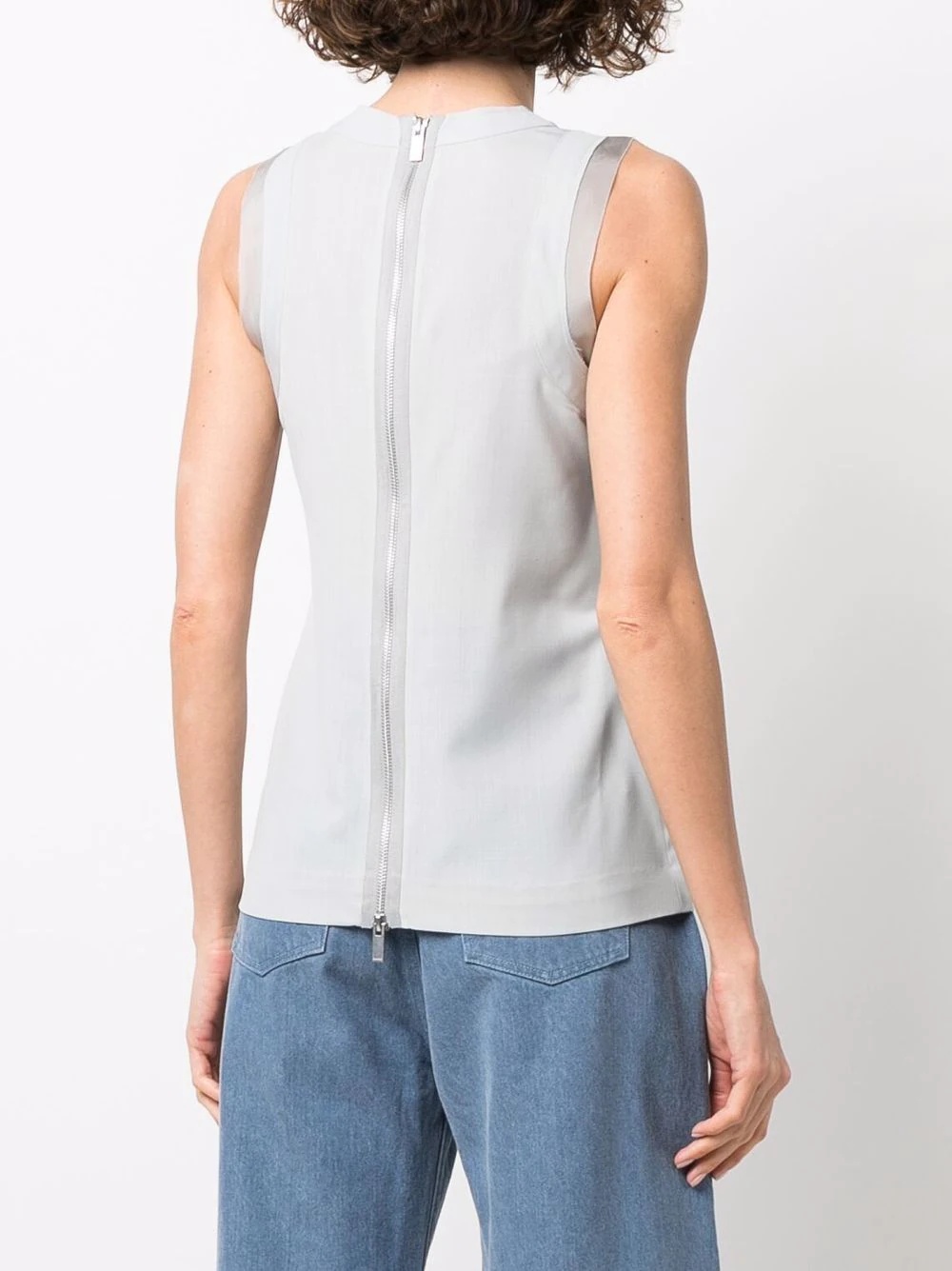 zipped-back round-neck tank top - 4