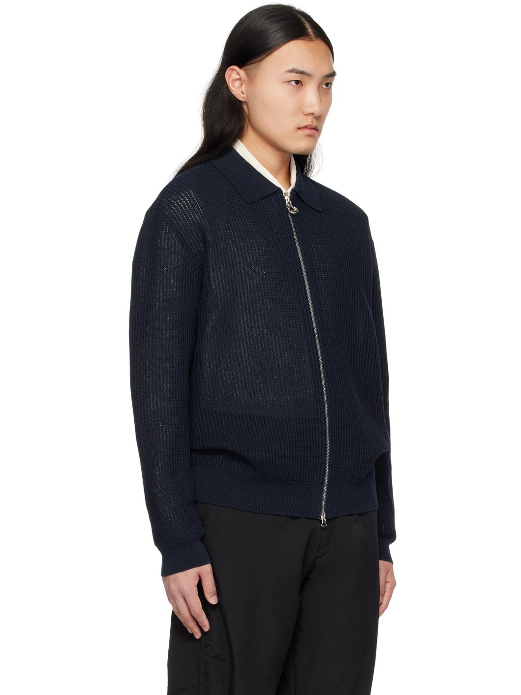 Navy Spread Collar Cardigan - 2