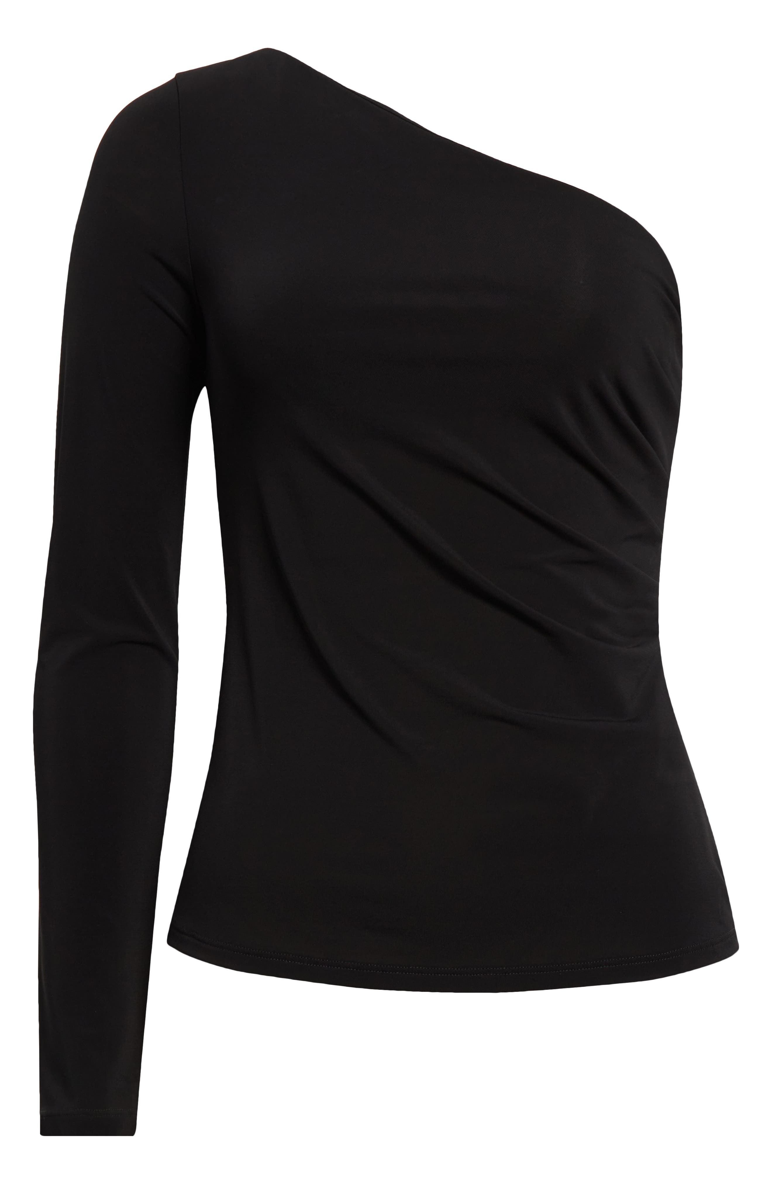 Max Mara Spluga One-Shoulder Jersey Top in Black at Nordstrom - 6