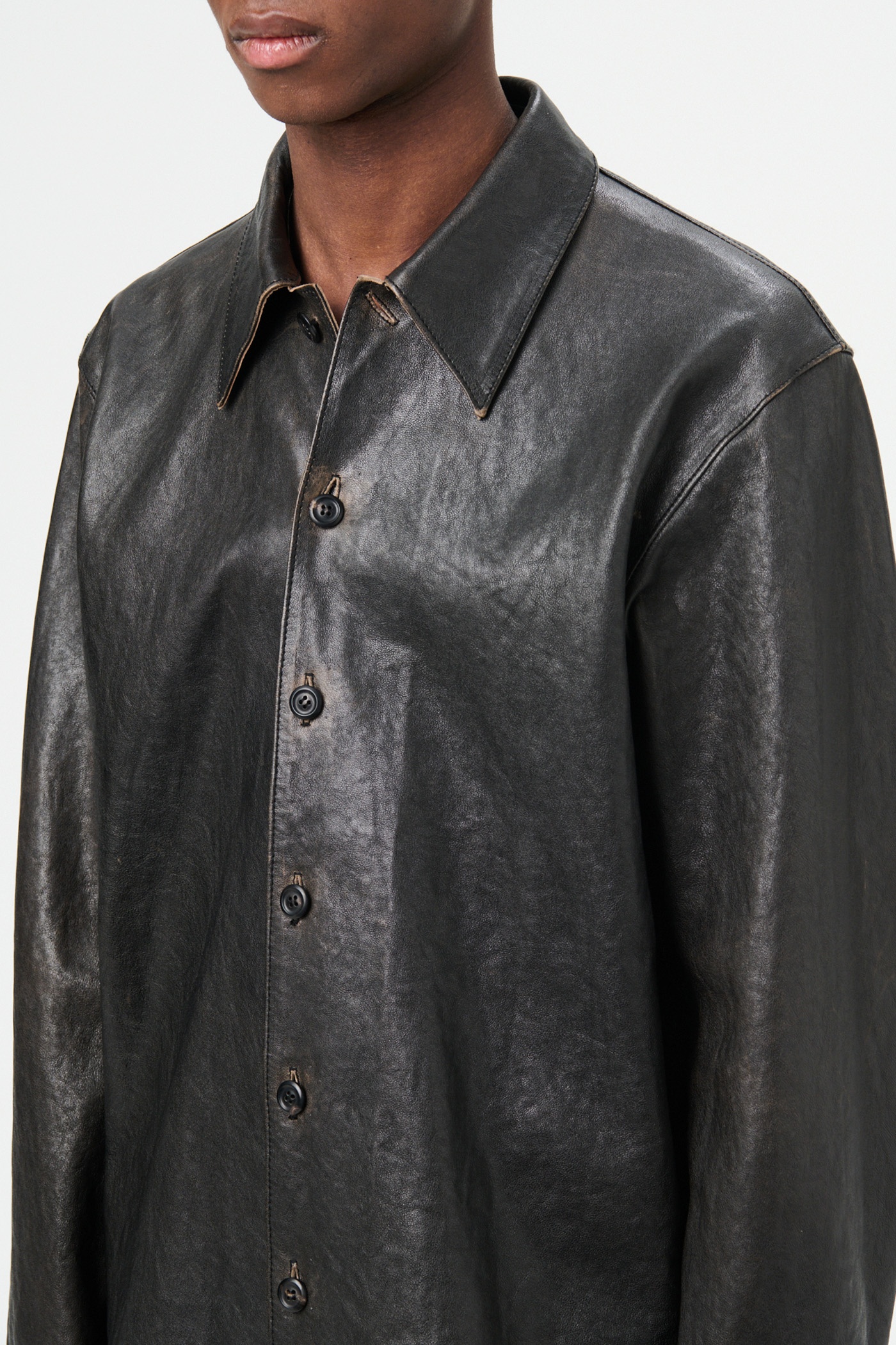 Welding Shirt Worn Brown Lambskin - 3