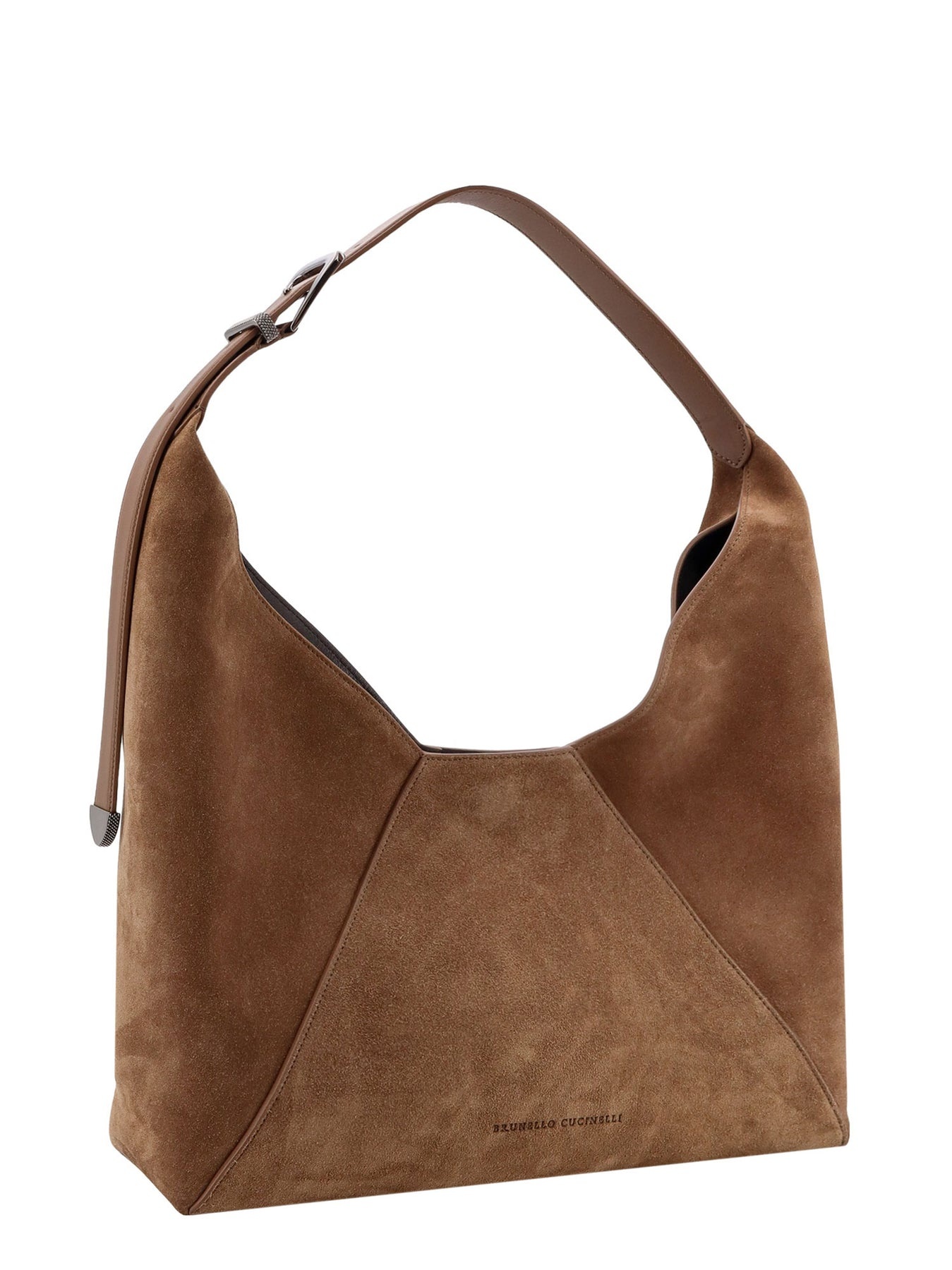 Suede shoulder bag with engraved logo - 3