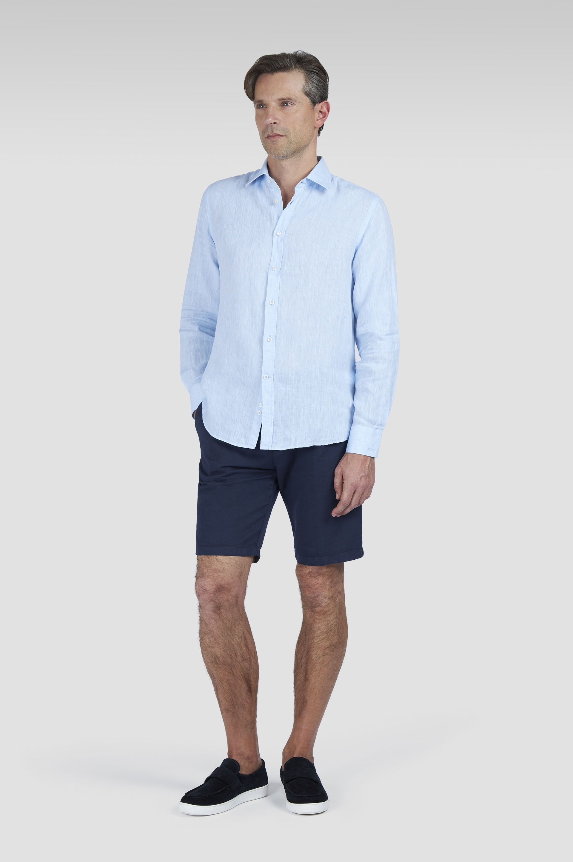 LINEN AND COTTON BERMUDA WITH PLEATS - 2