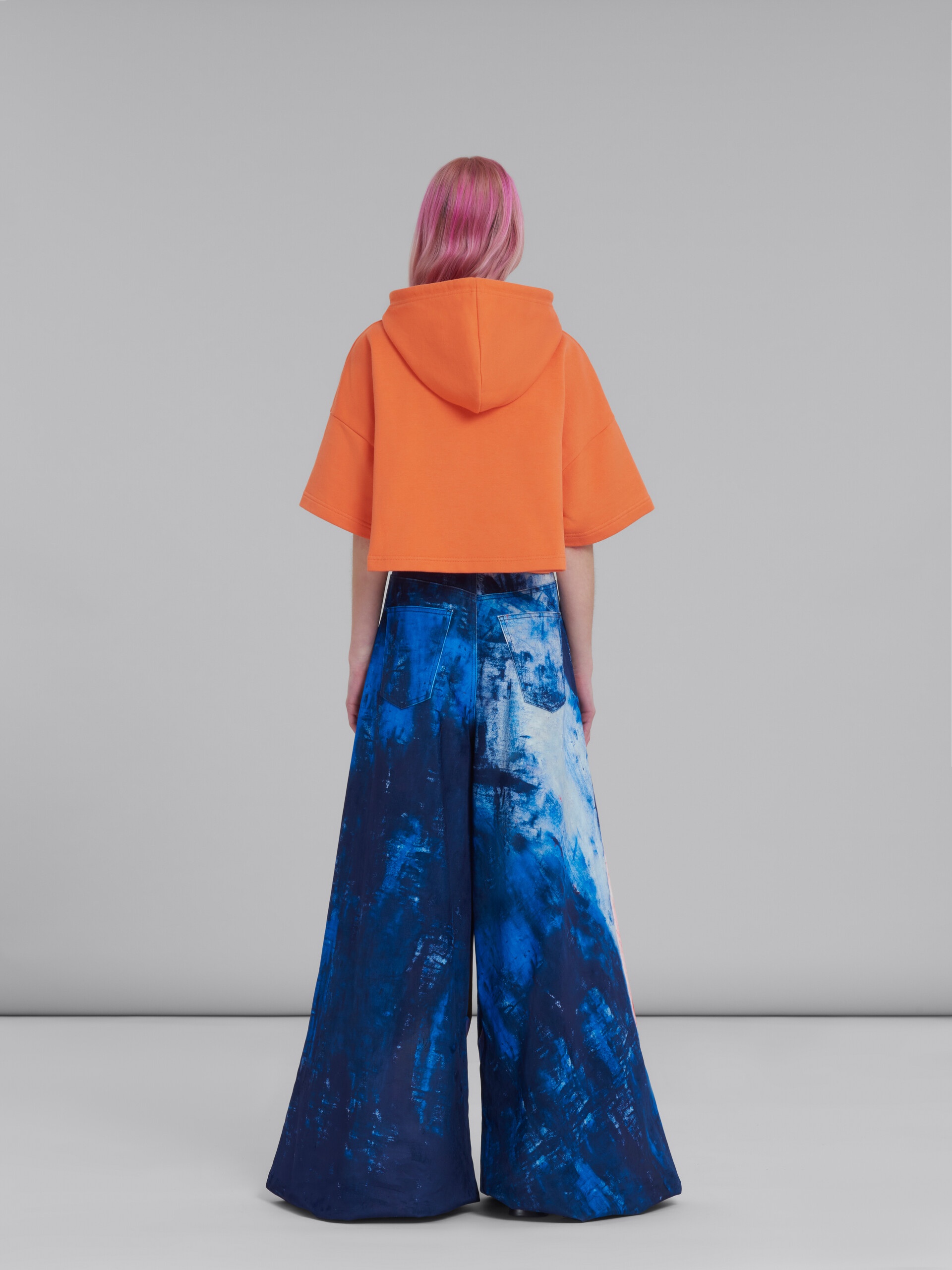 DARK BLUE ULTRA-WIDE-LEG TROUSERS WITH RAINBOW PRINT - 3