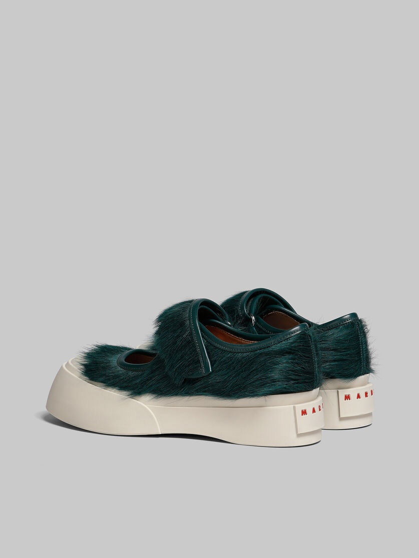 SEA GREEN LONG-HAIR CALFSKIN MARY JANE SNEAKER - 3