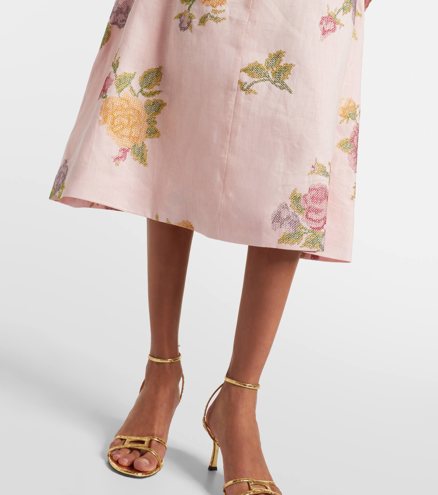 Floral linen midi dress - 5