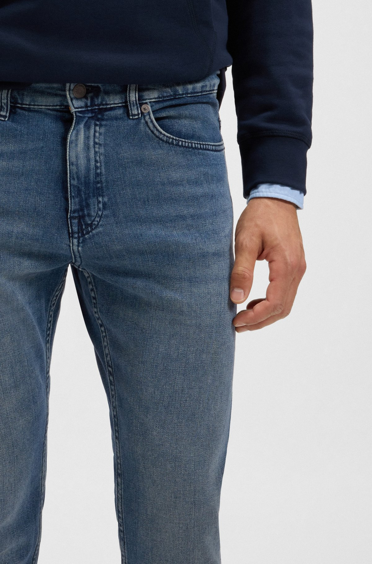 DELAWARE SLIM-FIT JEANS IN BLUE COMFORT-STRETCH DENIM - 5