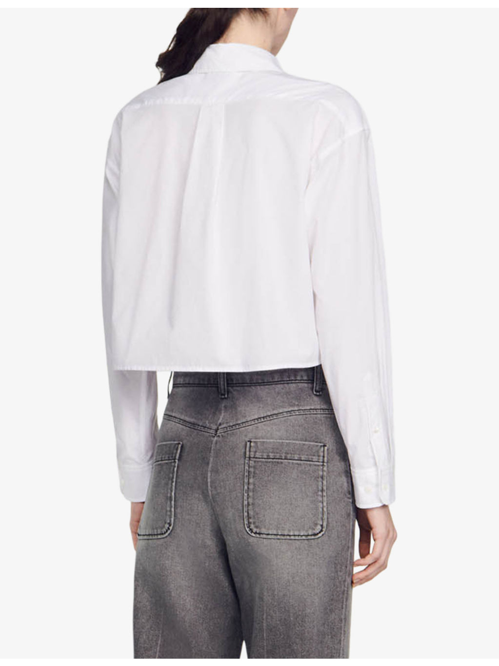 Logo-embroidered cropped cotton shirt - 4
