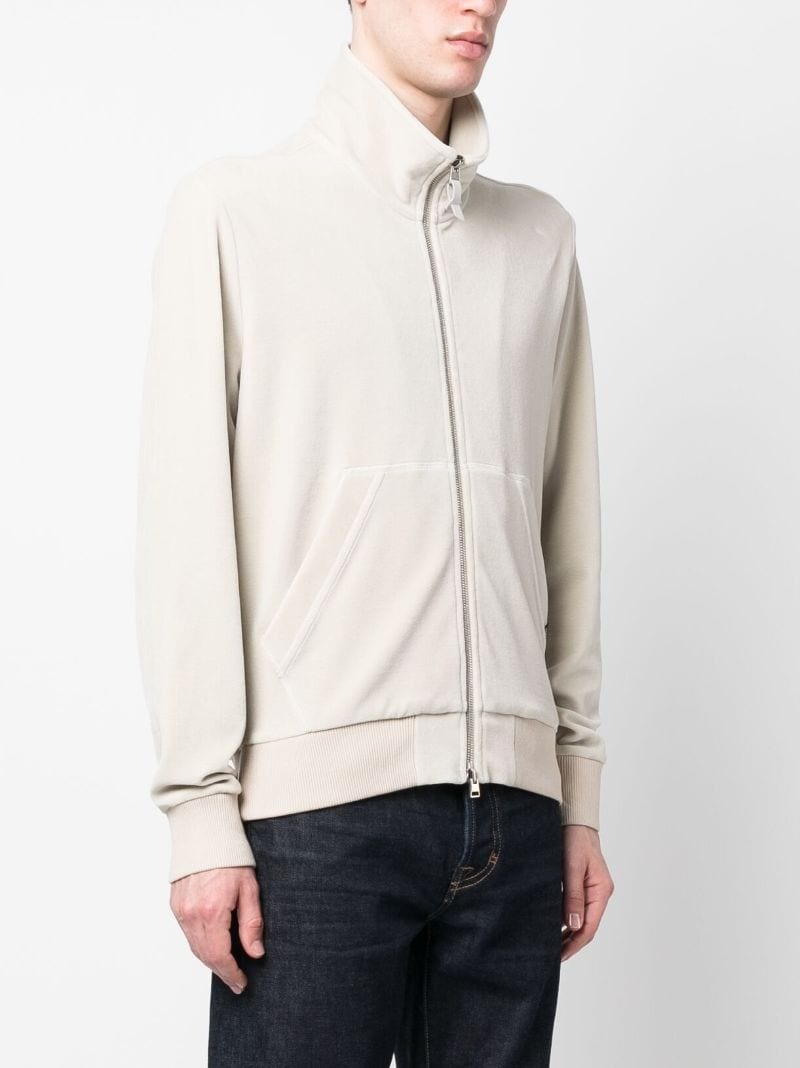 funnel-neck velour zip sweatshirt - 3