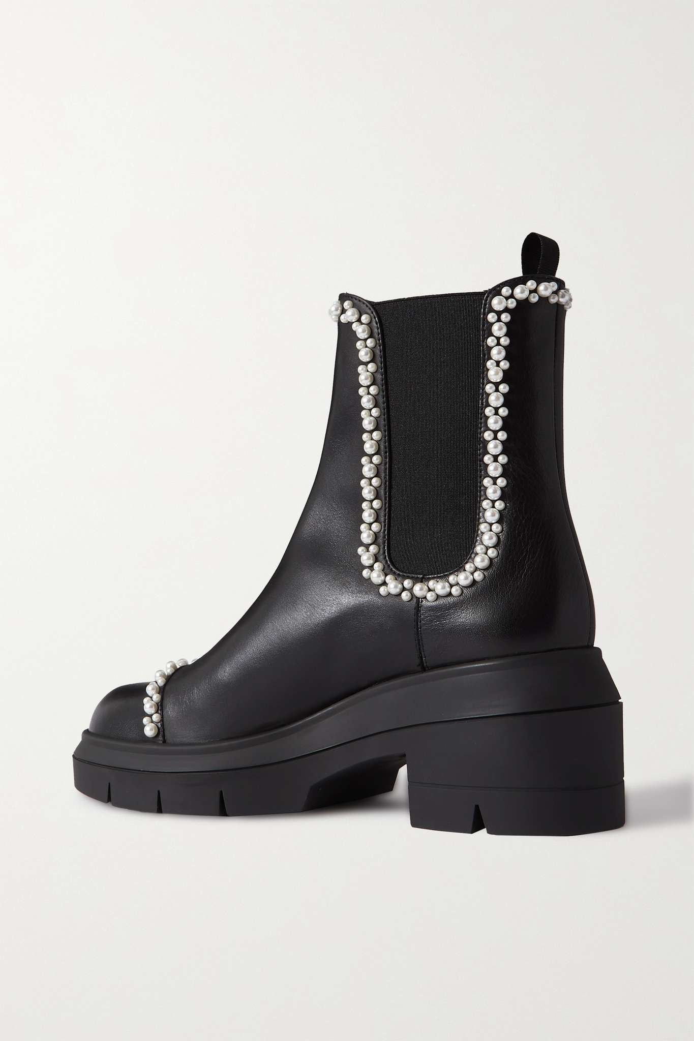 Norah faux pearl-embellished leather Chelsea boots - 3