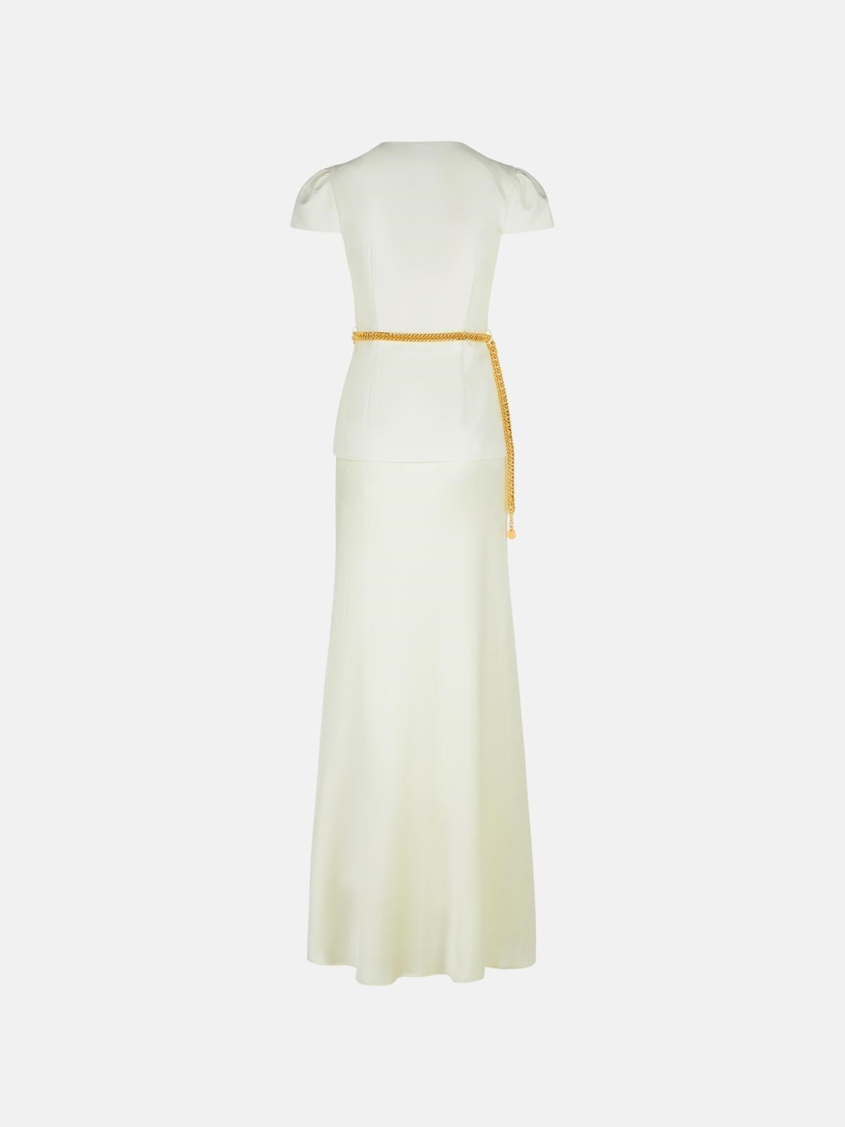'TAFFETA' CREAM POLYESTER DRESS - 3