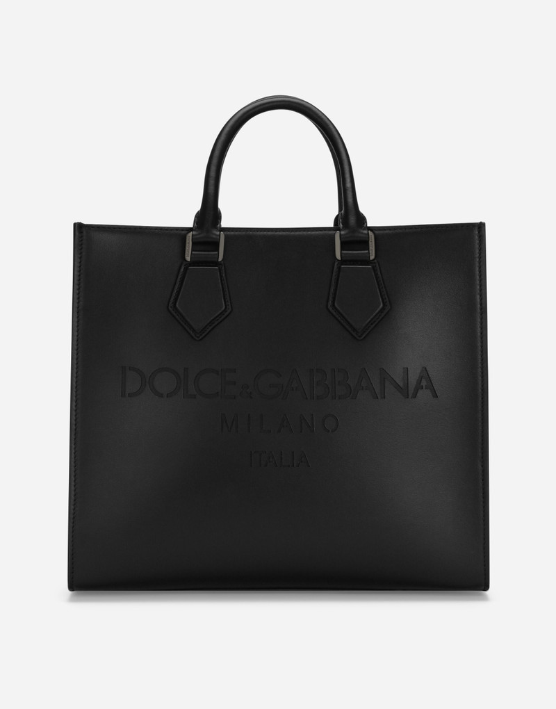 Small calfskin shopper with logo 1