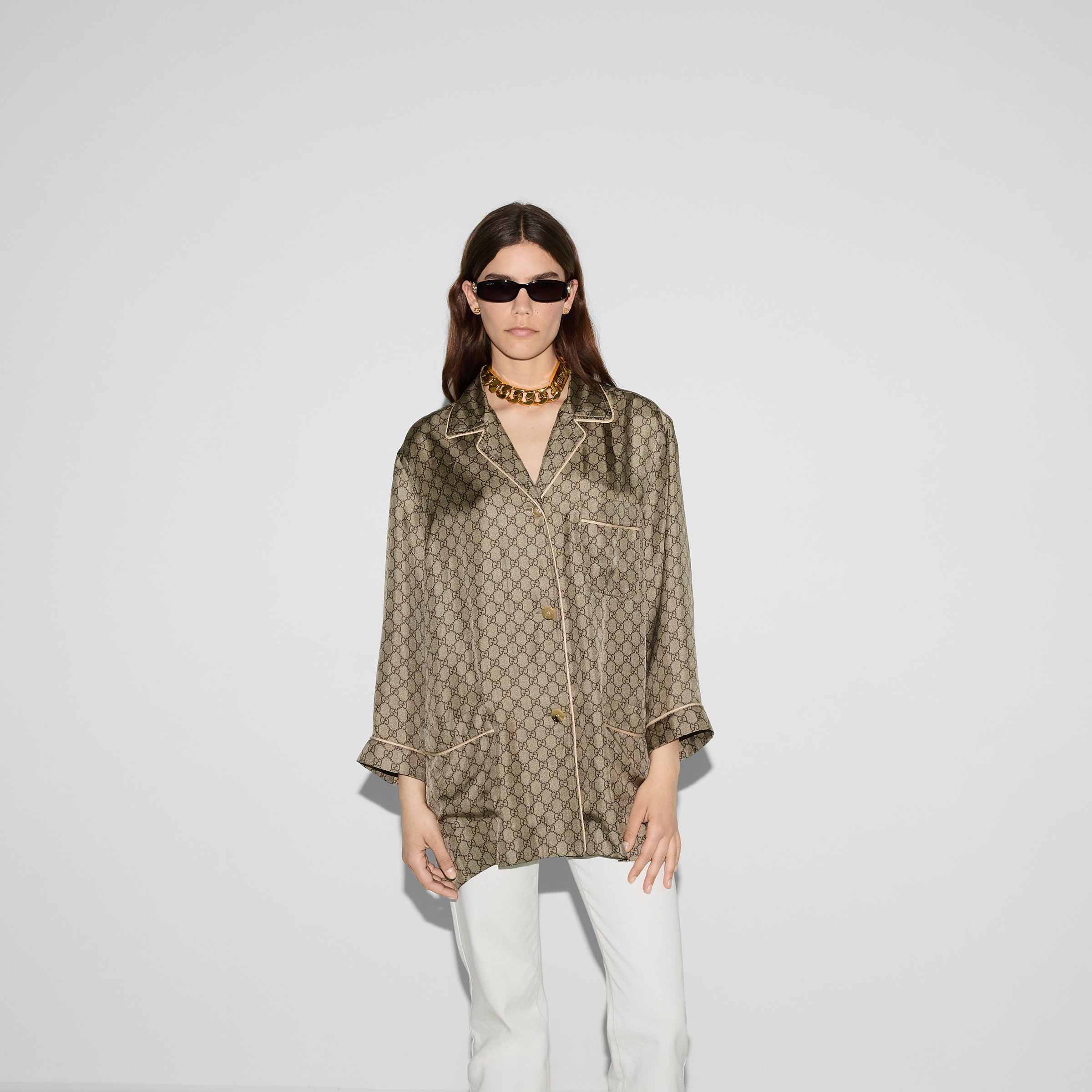 GG Supreme print silk shirt - 3