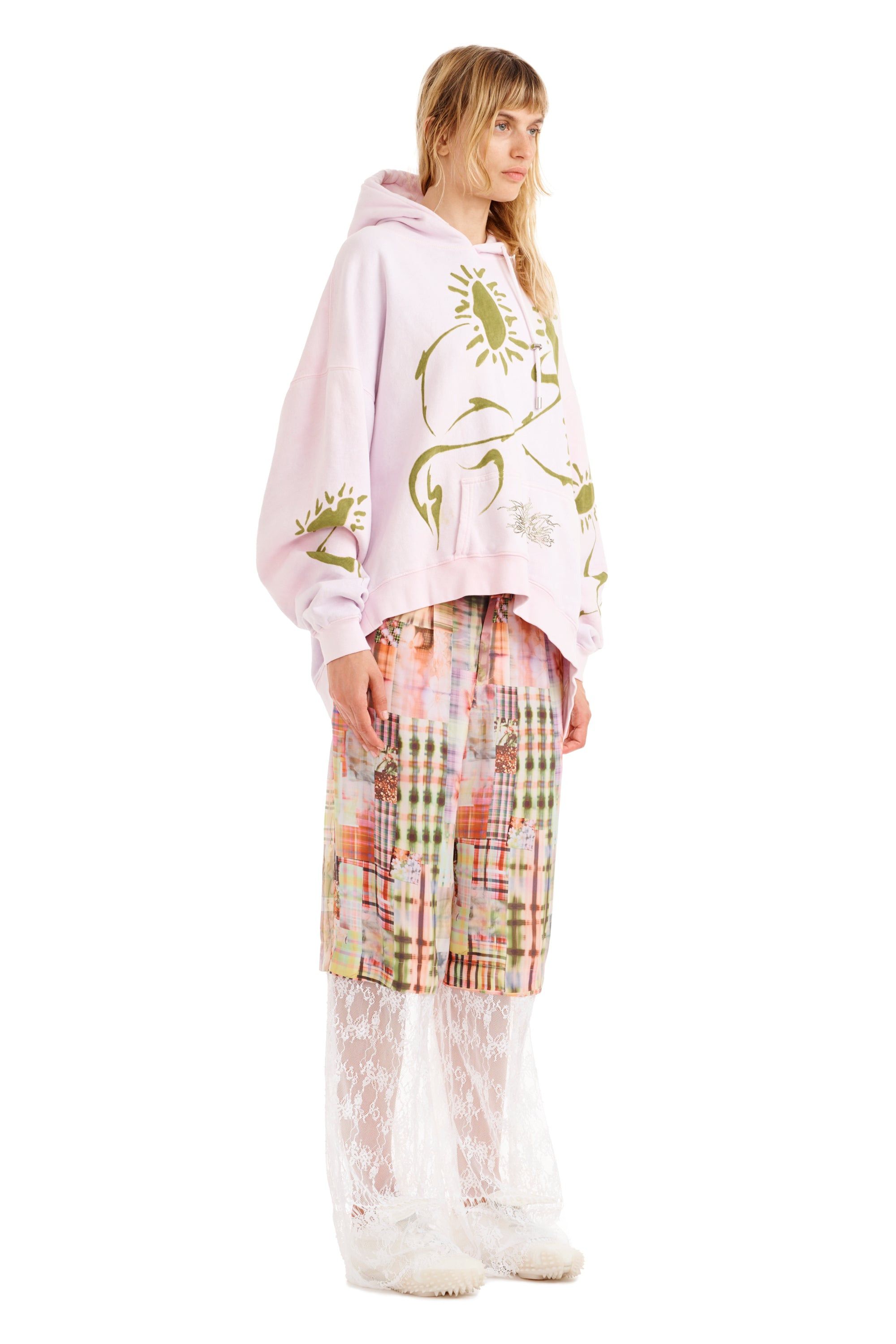 PINK DAISY WAVE HEM HOODIE - 7