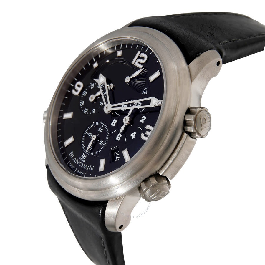 Pre-owned Blancpain Leman GMT GMT Black Dial Men's Watch 2041-1230-63B - 2