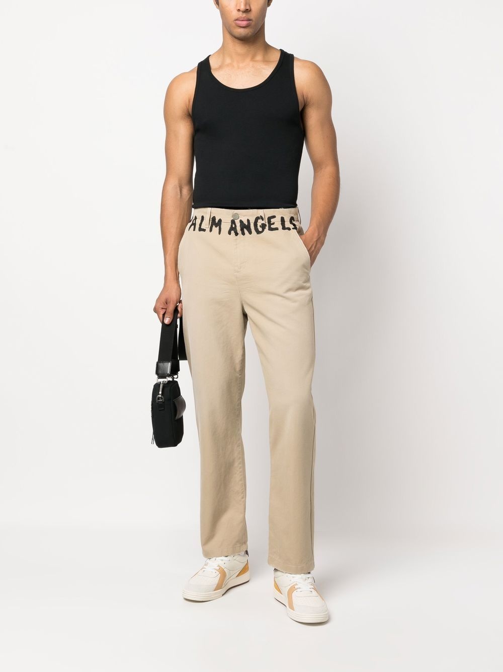 logo-print chino trousers - 2
