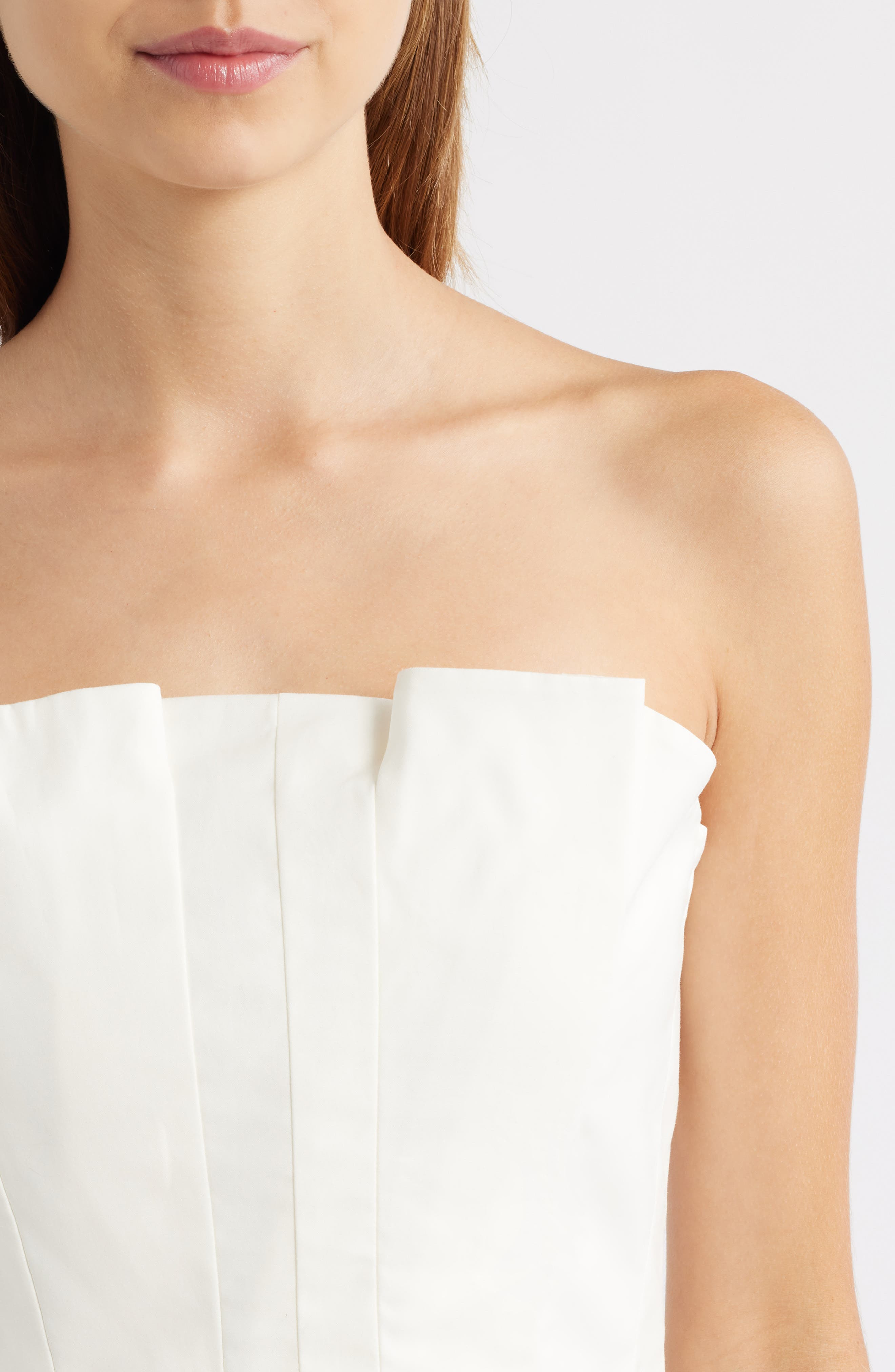 Reformation Ashlyn Pleated Peplum Strapless Top in White at Nordstrom - 4