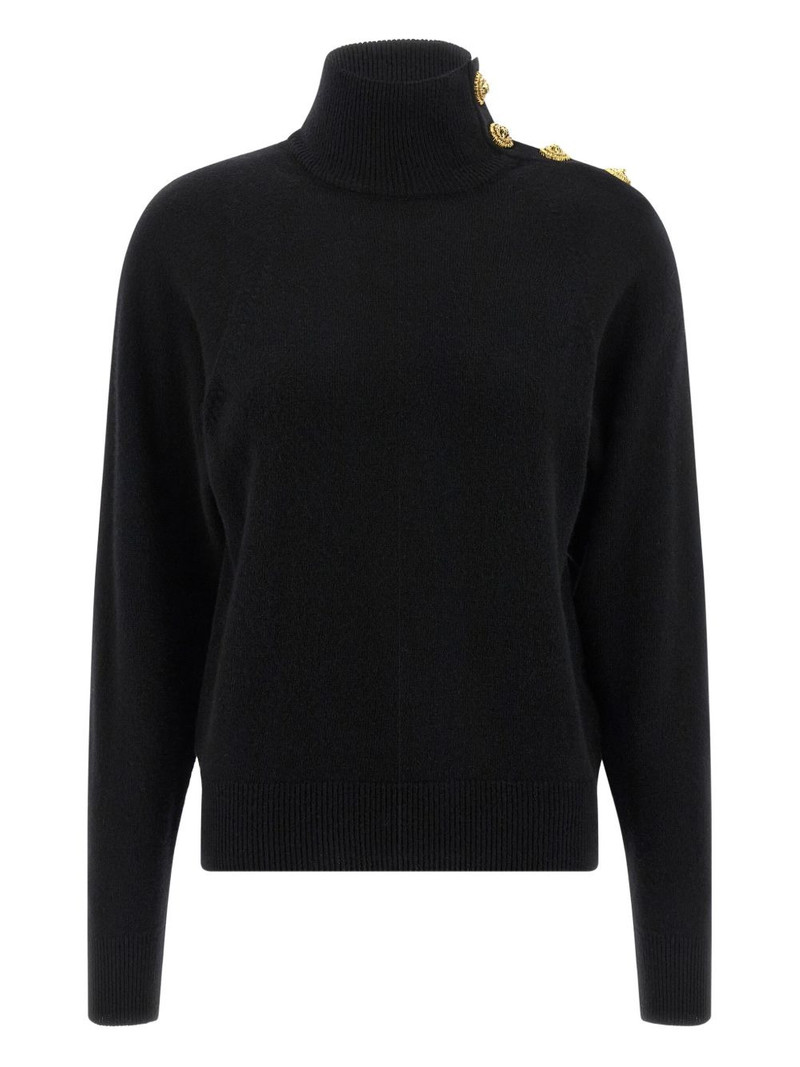 coin-button high-neck sweater 1