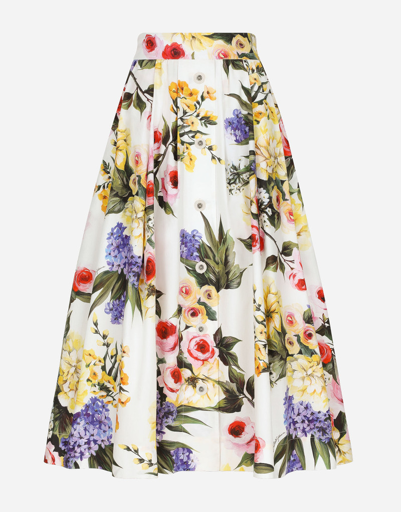 Garden-printed cotton circle skirt 1