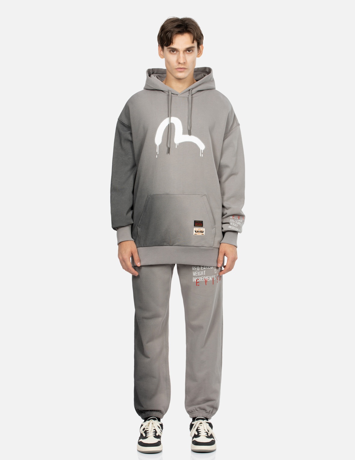 GRAFFITI SEAGULL AND SLOGAN PRINT LOOSE FIT HOODIE - 5