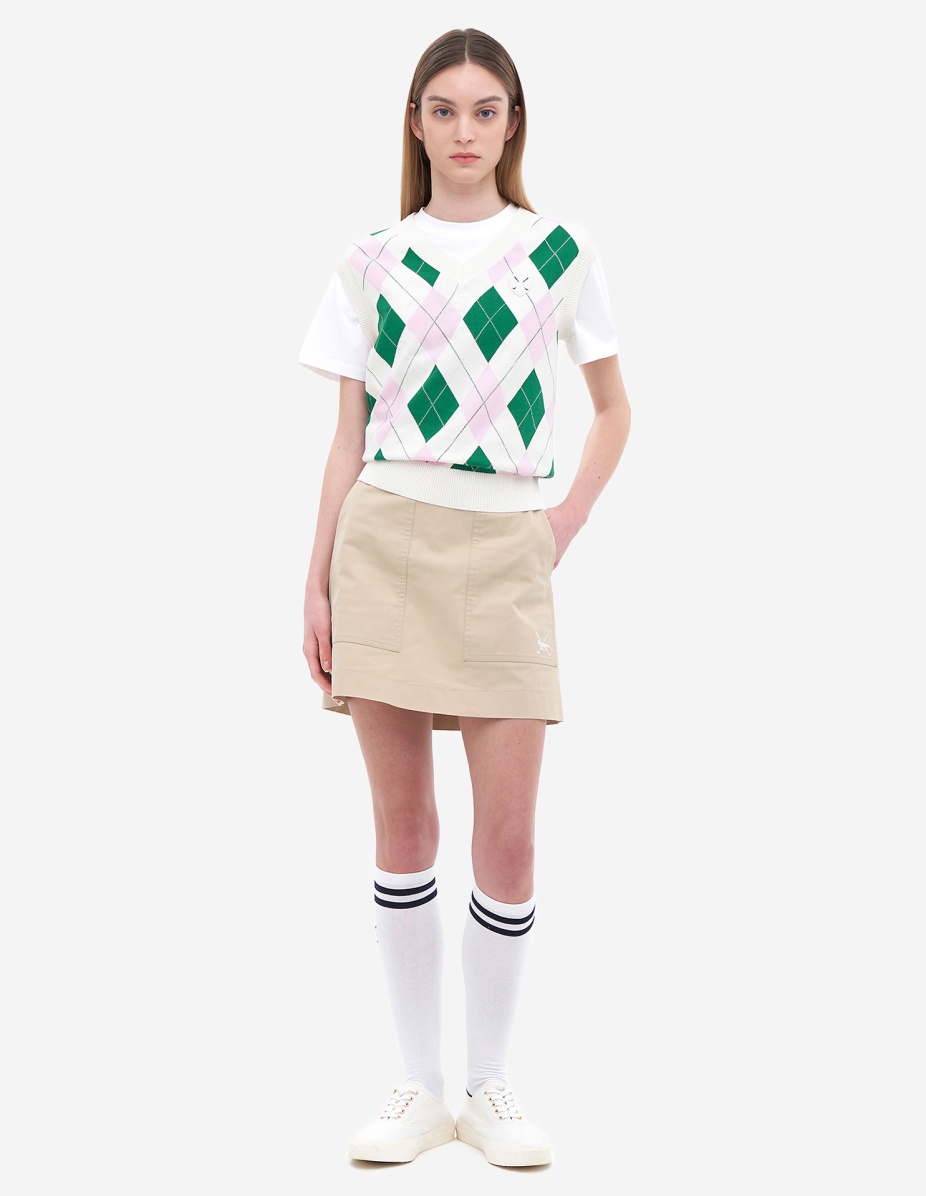 Women Crest Logo Argyle Jumper - 2