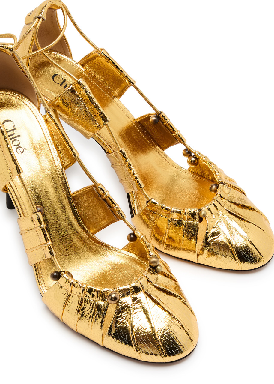 Chloe Luna 100 Cut-out Metallic-leather Pumps - 3