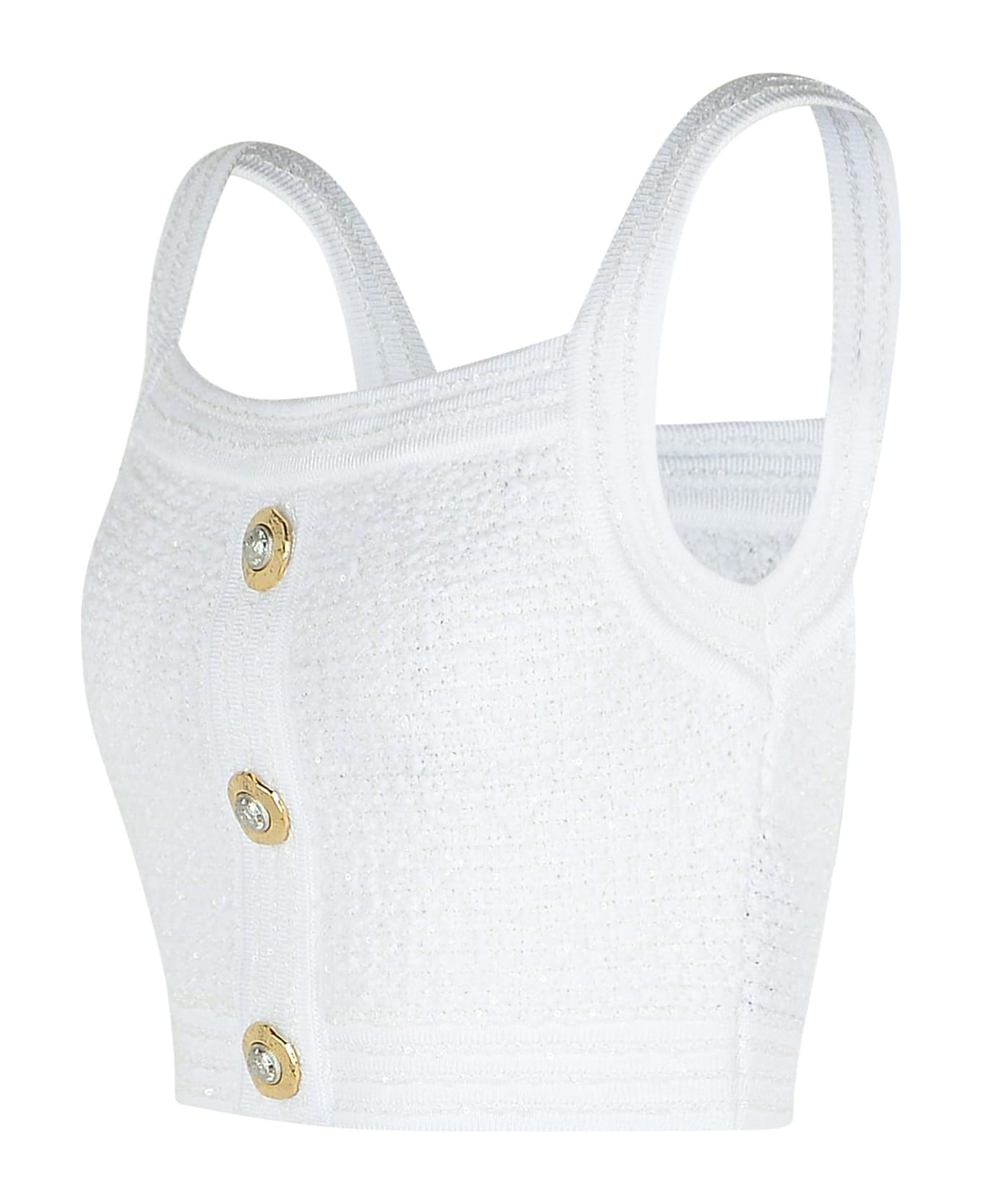 White Cotton Blend Top - 2