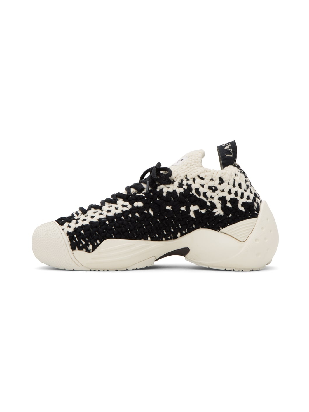 White & Black Flash Knit Sneakers - 3
