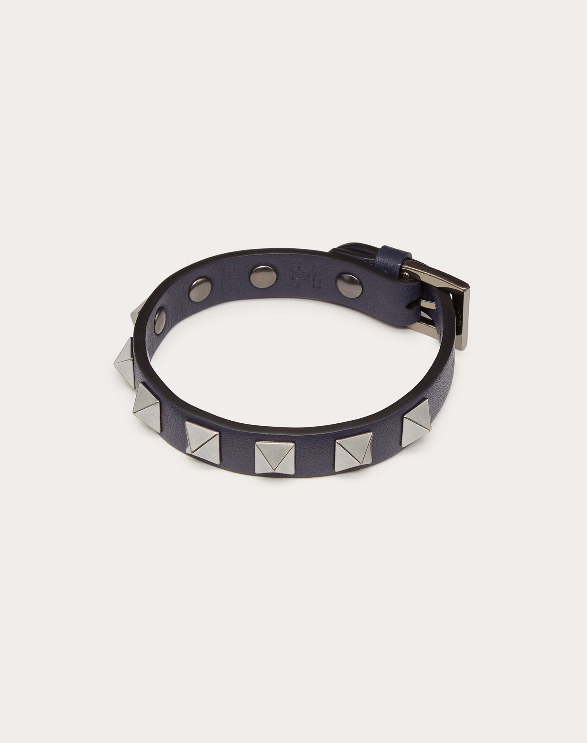 Rockstud leather bracelet with ruthenium studs - 3