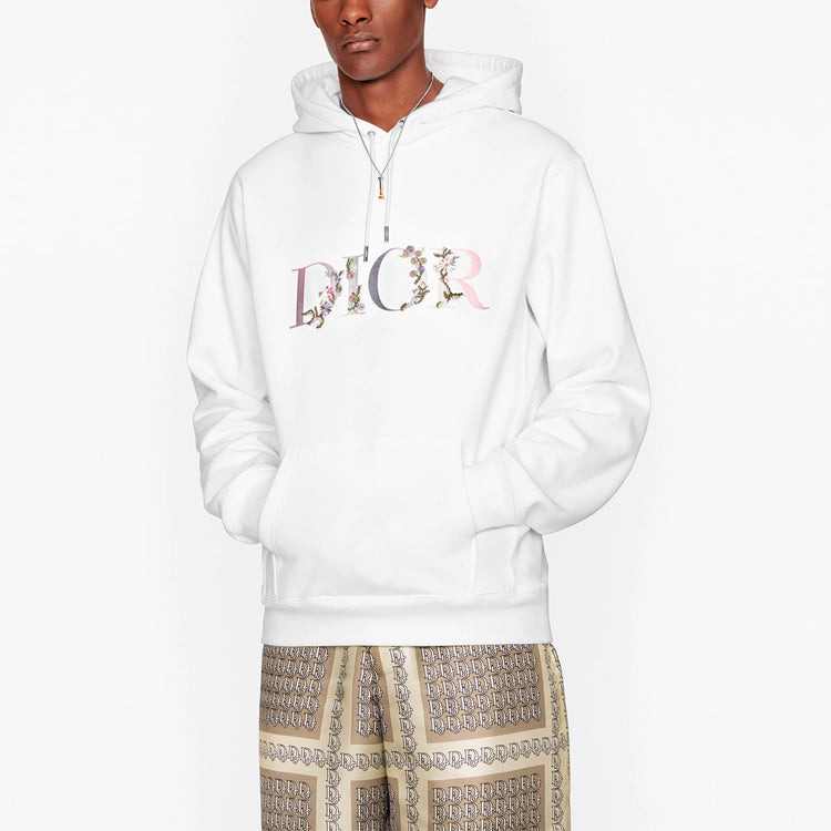 DIOR Flowers Floral Logo Embroidered Printed Loose Hooded Sweatshirt For Men Black 113J688A0531-C084 - 5