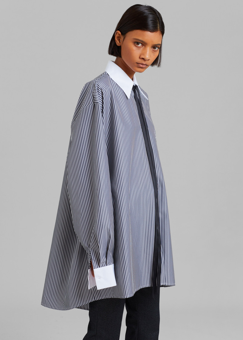 Jany Tie-Neck Shirt - Black Stripe 5