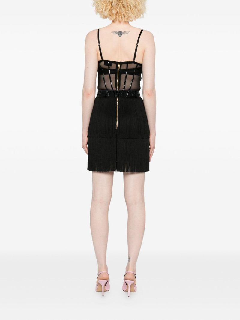 Tulle mesh-panel fringed dress 4