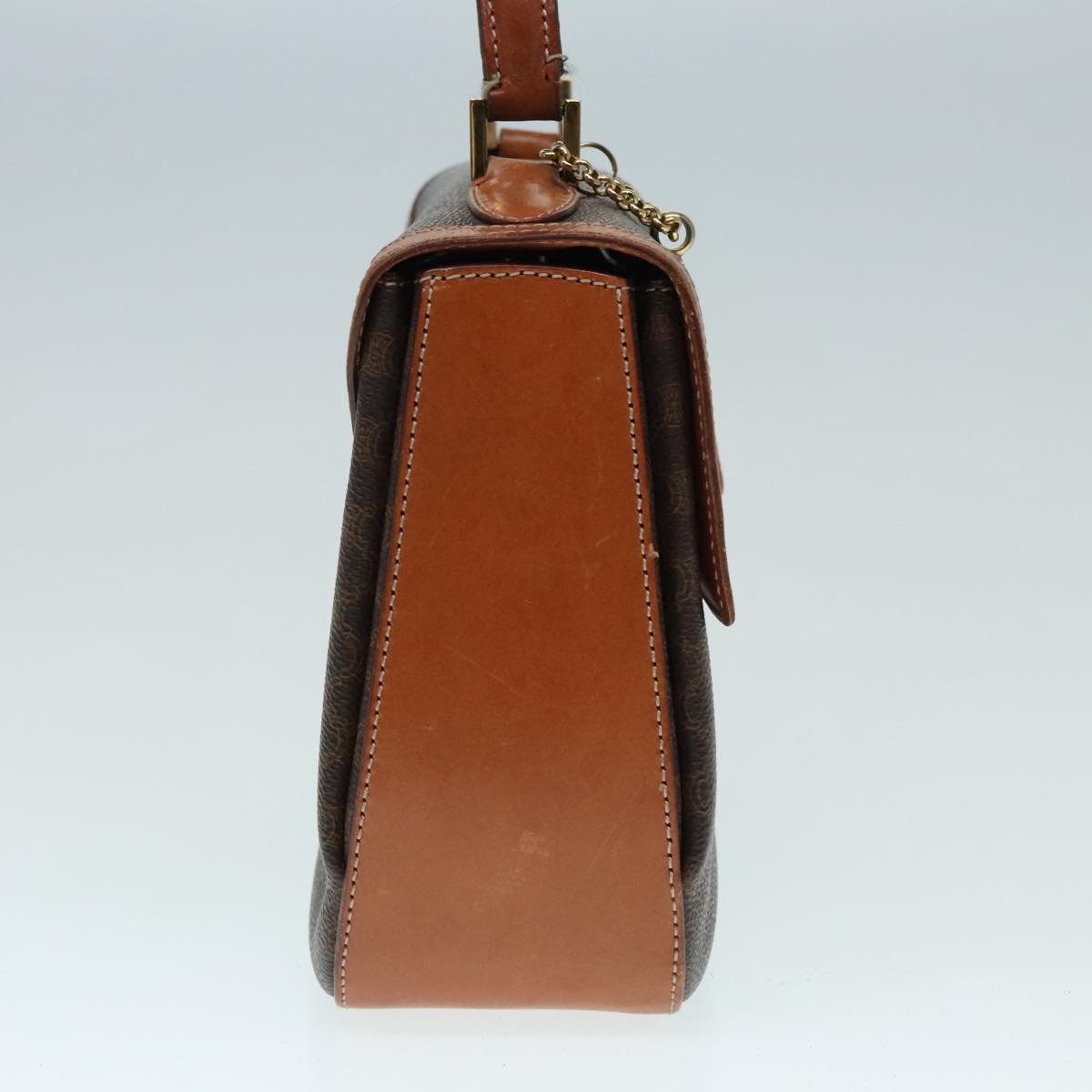 CELINE Macadam Canvas Hand Bag Pvc Leather Brown Gold - 4