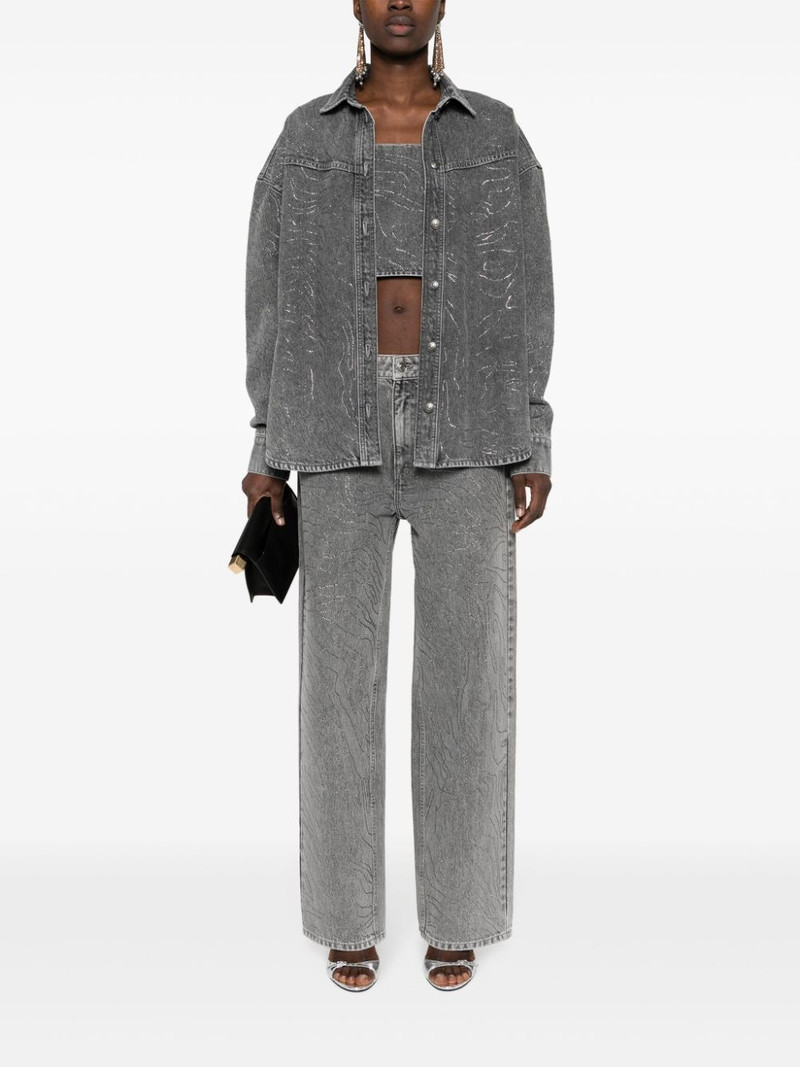 ROTATE ROTATE RHINESTONE DENIM OVERSIZE SHIRT GREY outlook