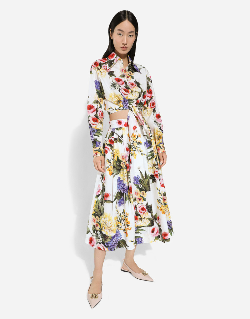 Garden-printed cotton circle skirt 5