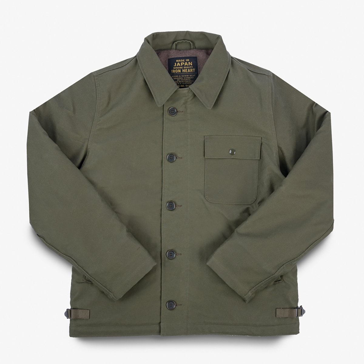 IHM-45-GRN Oiled Whipcord A2 Deck Jacket - Army Green - 1