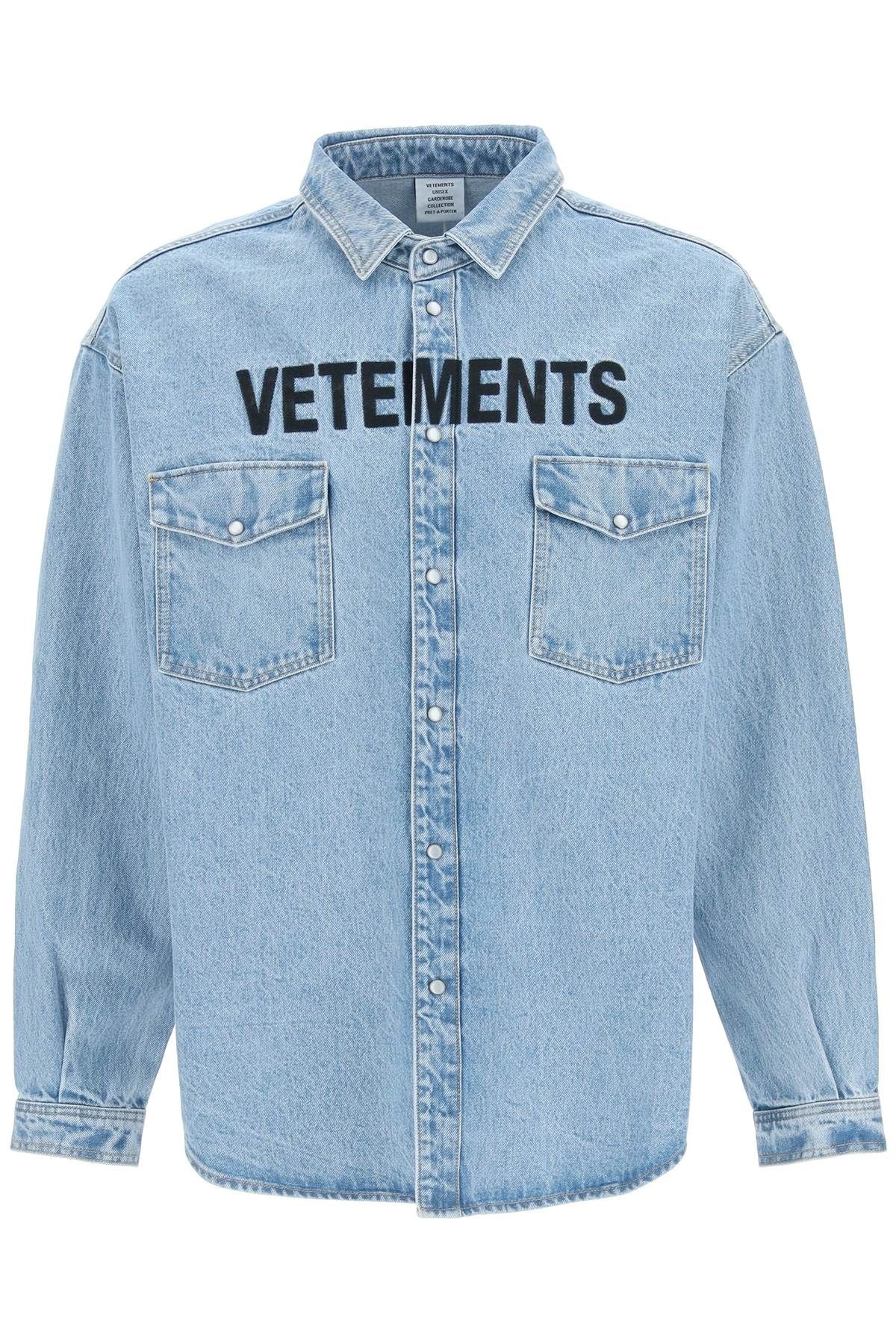 OVERSIZED DENIM SHIRT WITH LOGO - 1